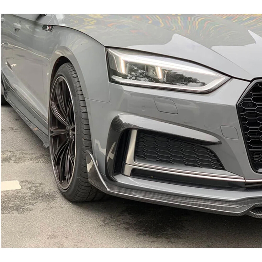 For A5 S5 B9 2017-2019 Real Carbon Front Bumper Air Vent Cover Fins