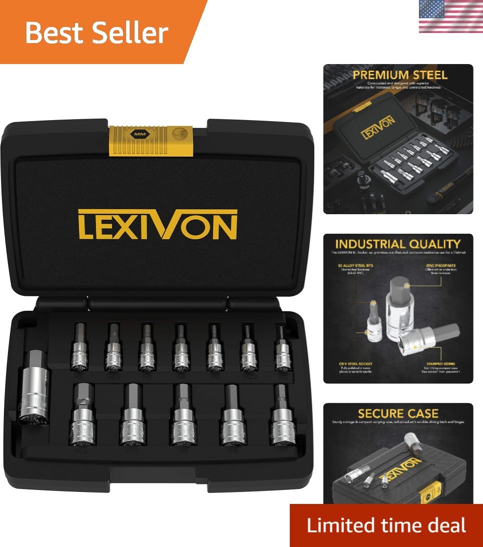 Durable 13-Piece Metric HEX Bit Socket Set | Enhanced Storage, 2mm – 14mm Range