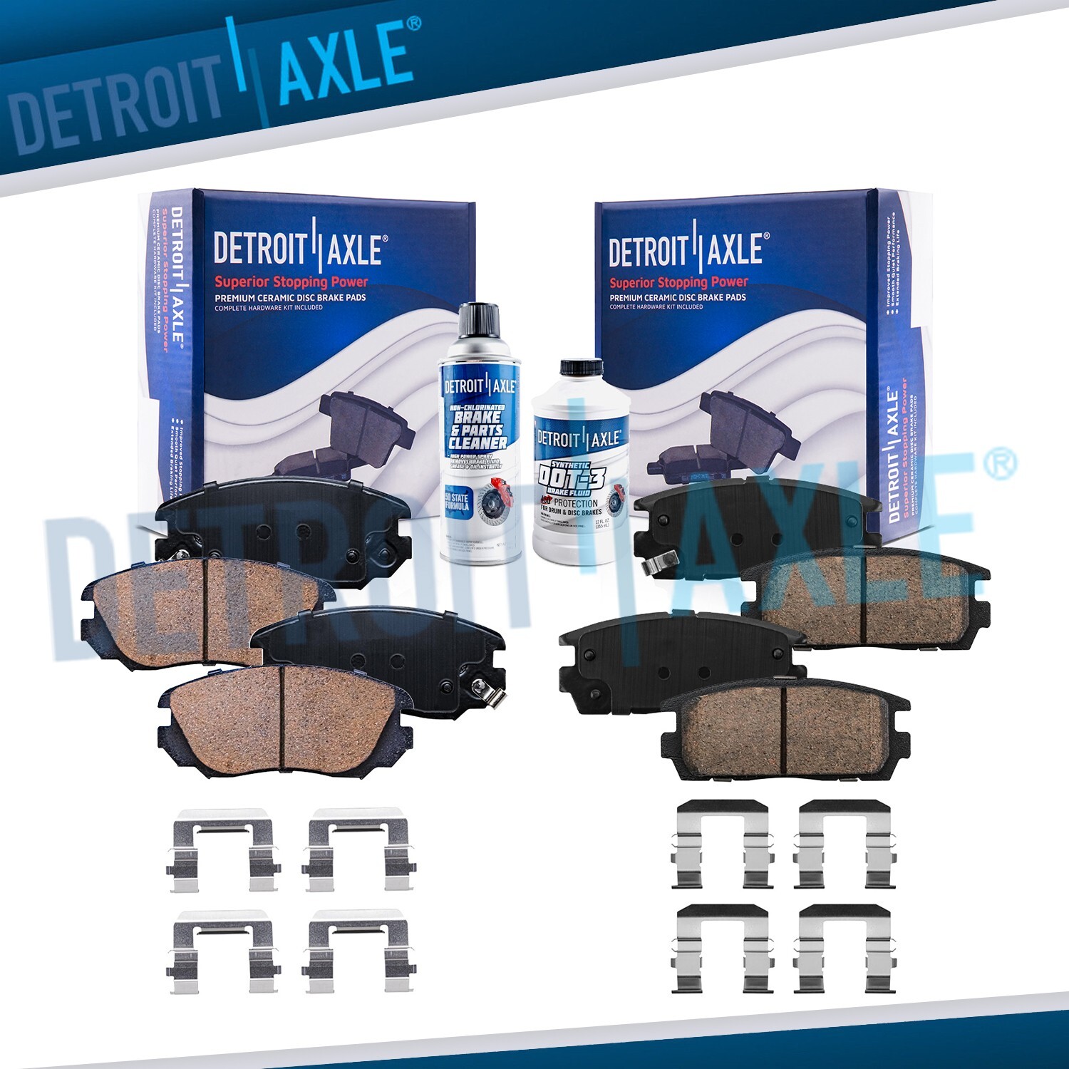 Front and Rear Brake Pads w/ Fluid Kit for 2010-2017 Chevy Equinox GMC Terrain