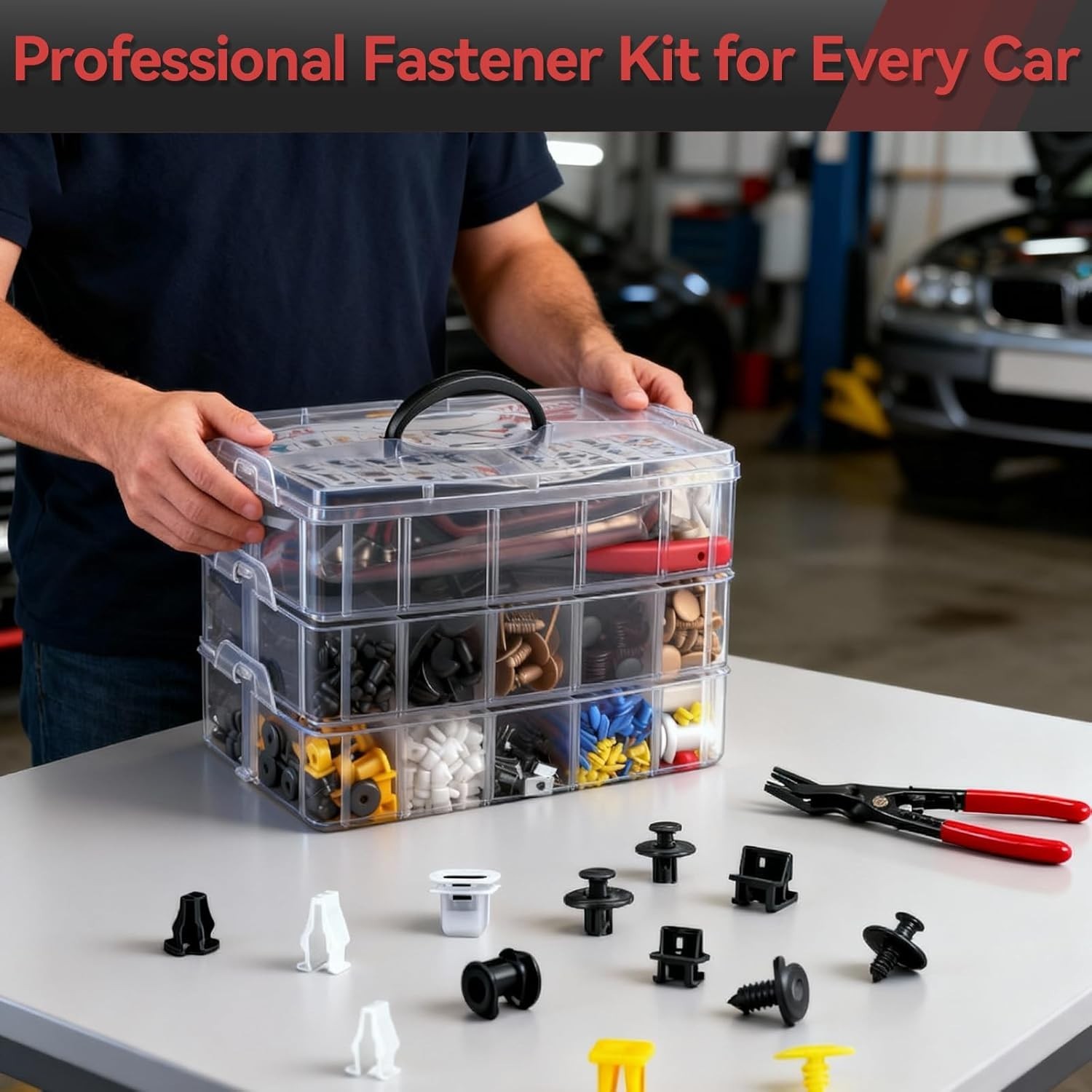 Comprehensive 2080PCS Auto Clip Kit with Organizer & Essential Tools for Repairs
