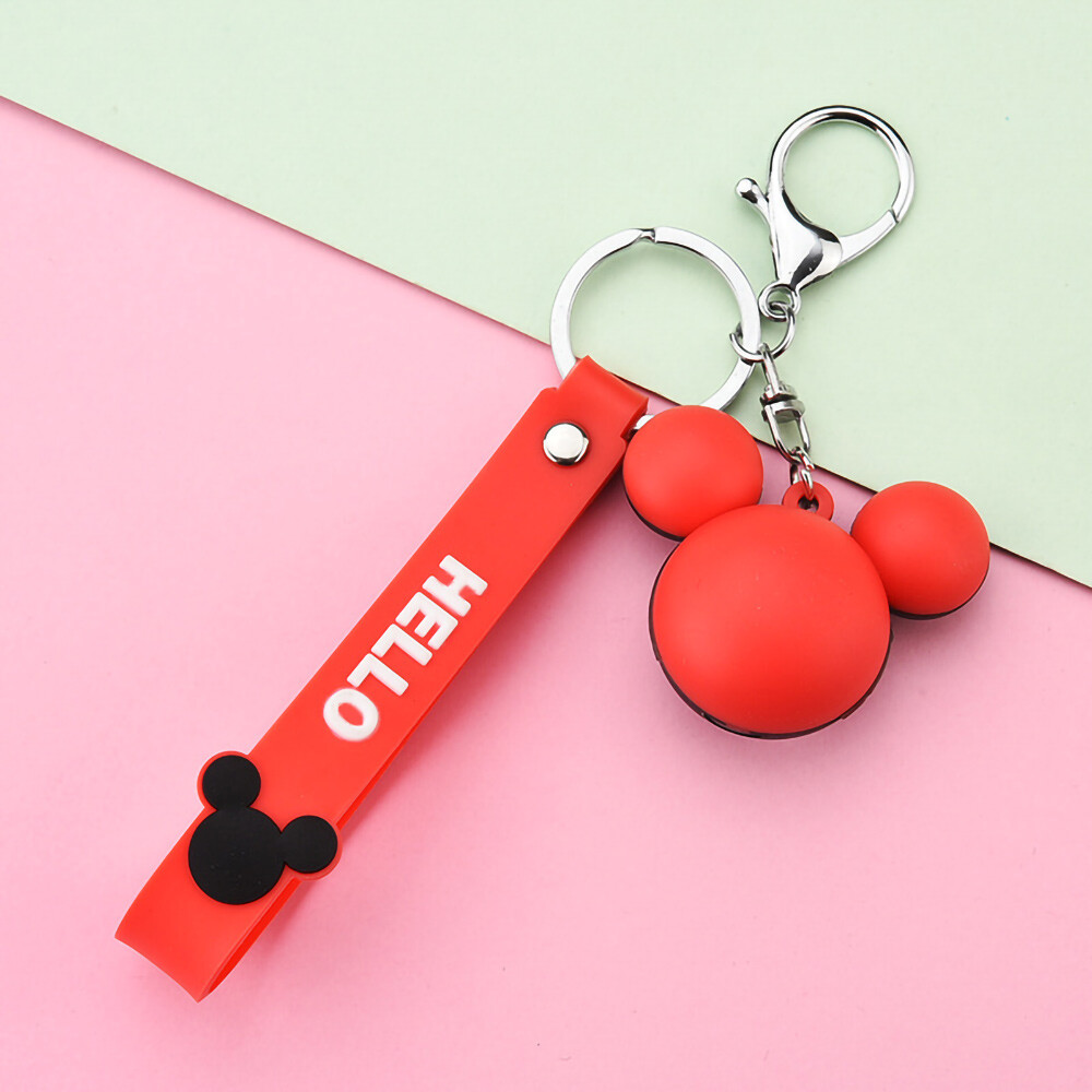 PVC Soft Silicone Rubber Cute Cartoon Mickey Head Keychain for Key or Decoration