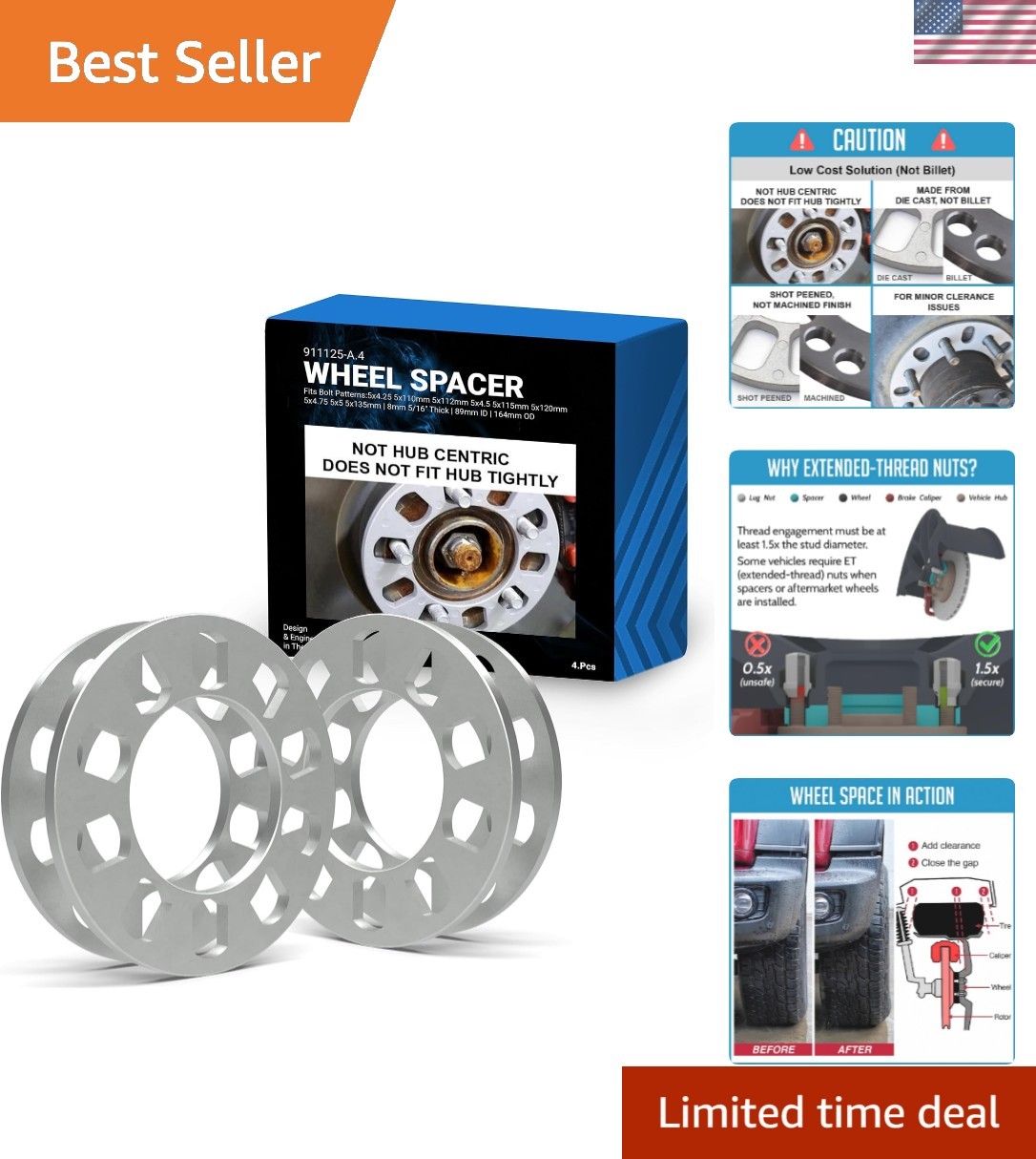 8mm 4 Piece Wheel Spacers – Ideal for Aggressive Stance & Performance Updates