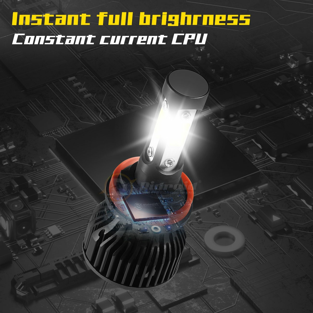 Ridroid 4X LED Headlight Combo Conversion Kit 9005 + H11 High Low Beam 6000K