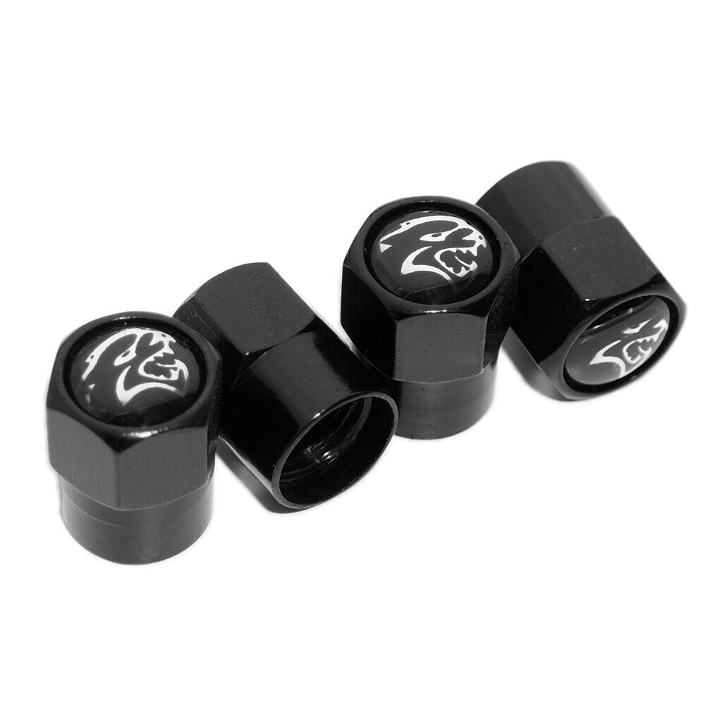 Compatible with Hellcat 4Pcs Tire Valve Stem Caps Black Anodized Aluminum Set