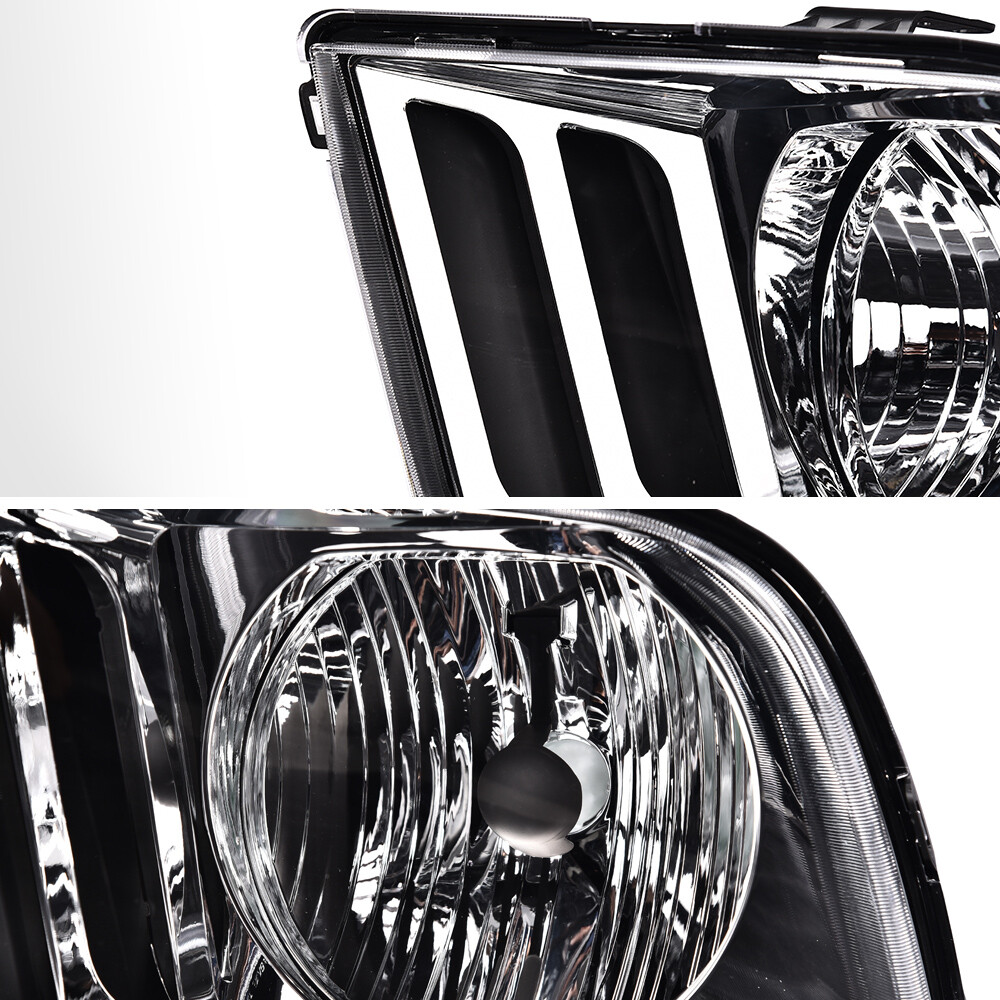Fit For 2005-2009 Ford Mustang Replacement Headlights Headlamp L+R Pair