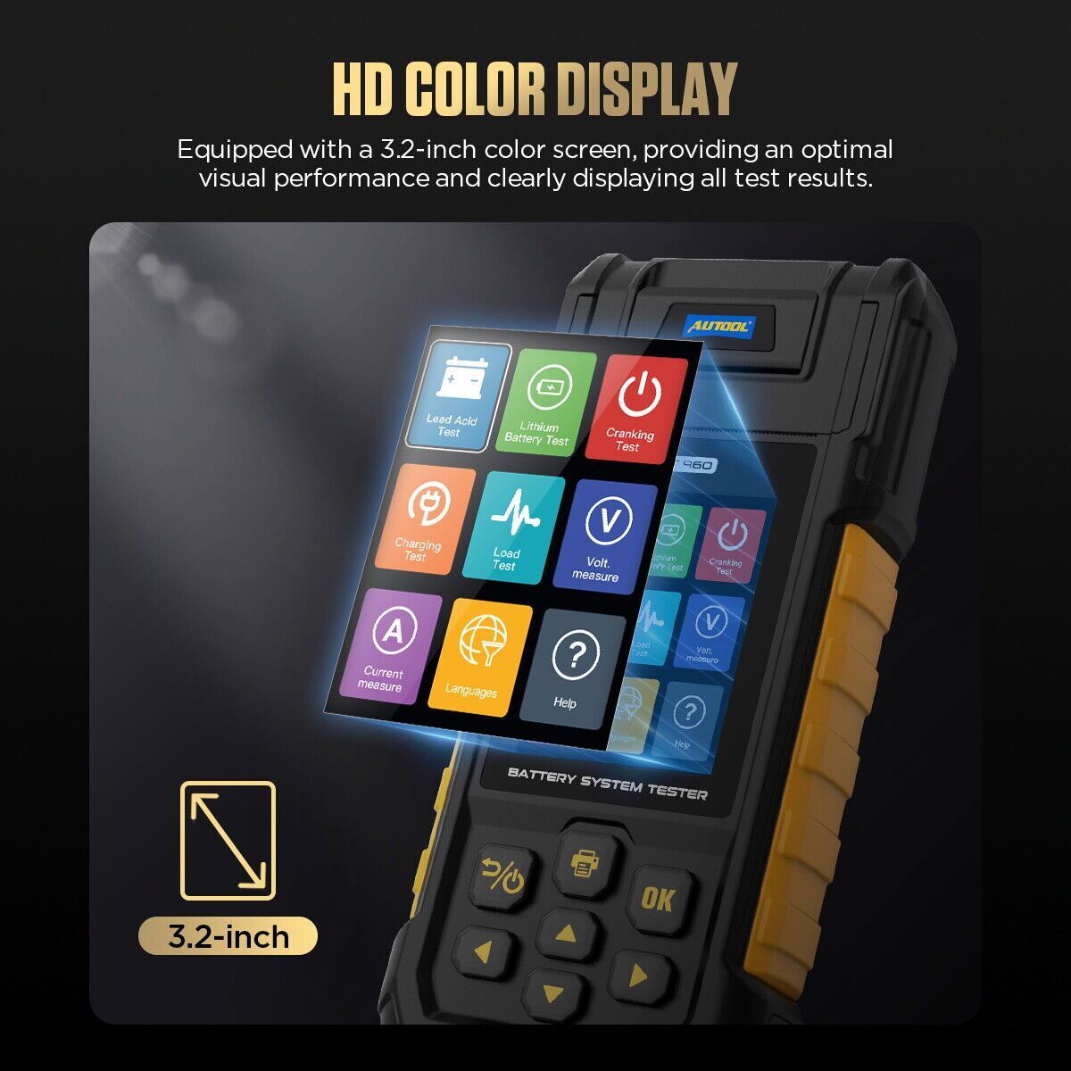 Car Battery Tester Lithium Battery Tester Load Test Cranking Charging Analyzer