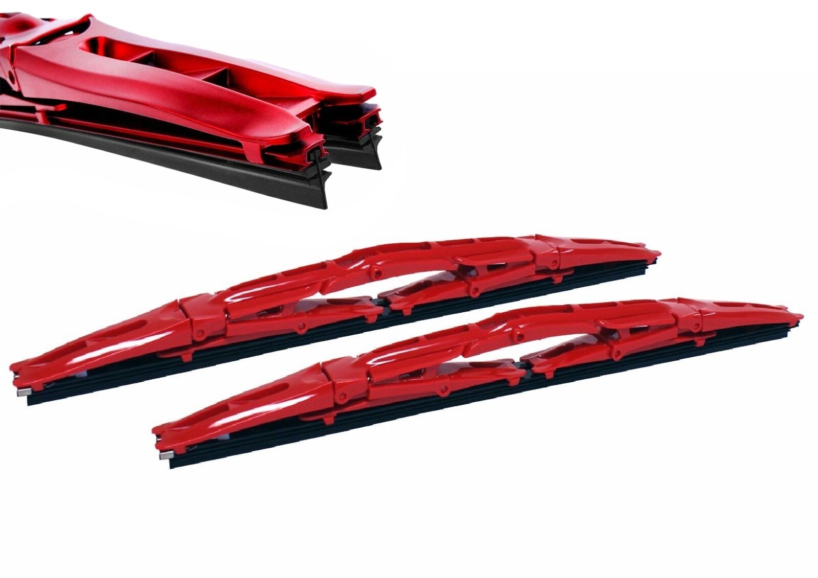 16″ Inch Red Double Dual Blade Universal Windshield Wiper 2PC Set All Season