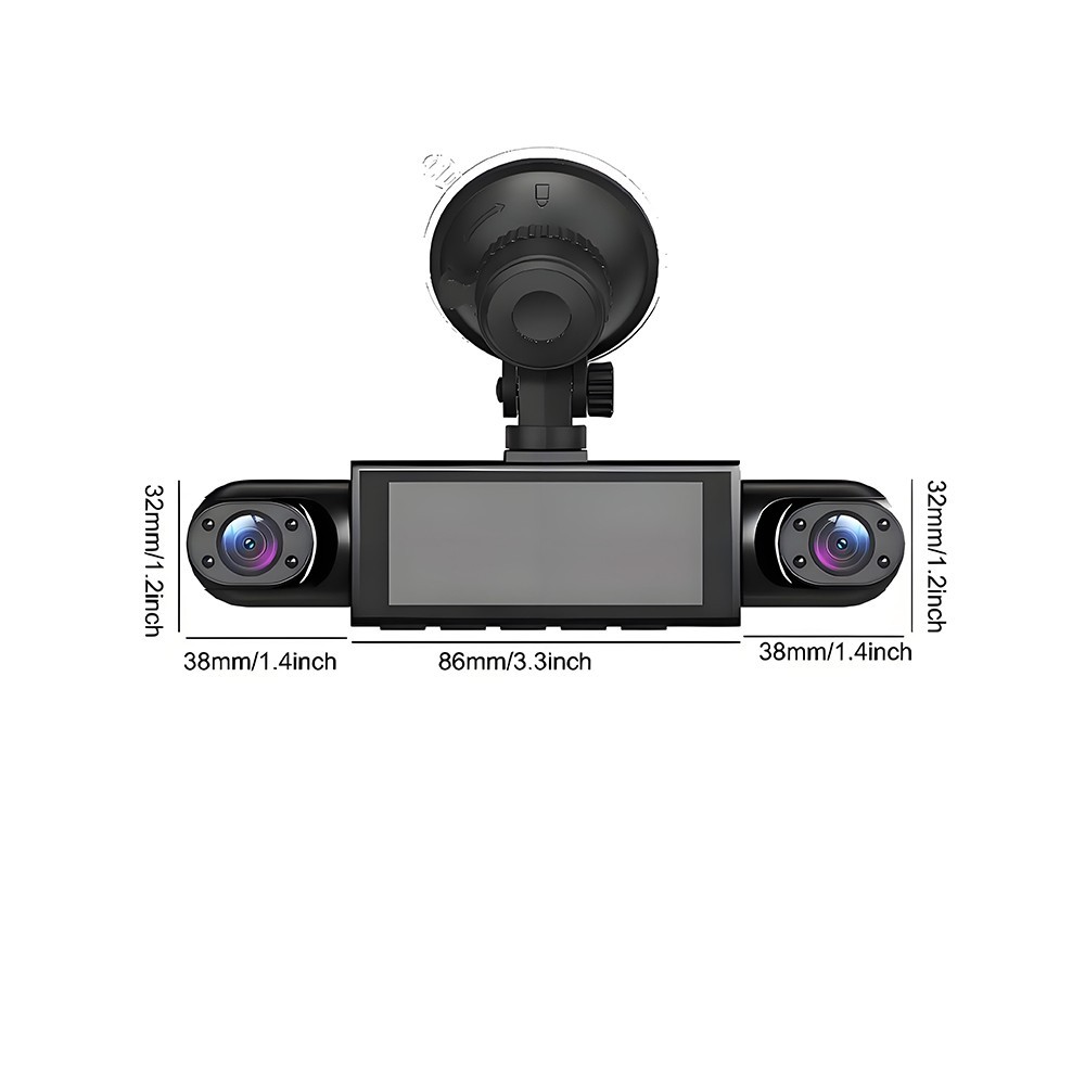 360° 4 Channel HD 1080P Car Dash Cam Front and Rear Inside Left Right + Camera