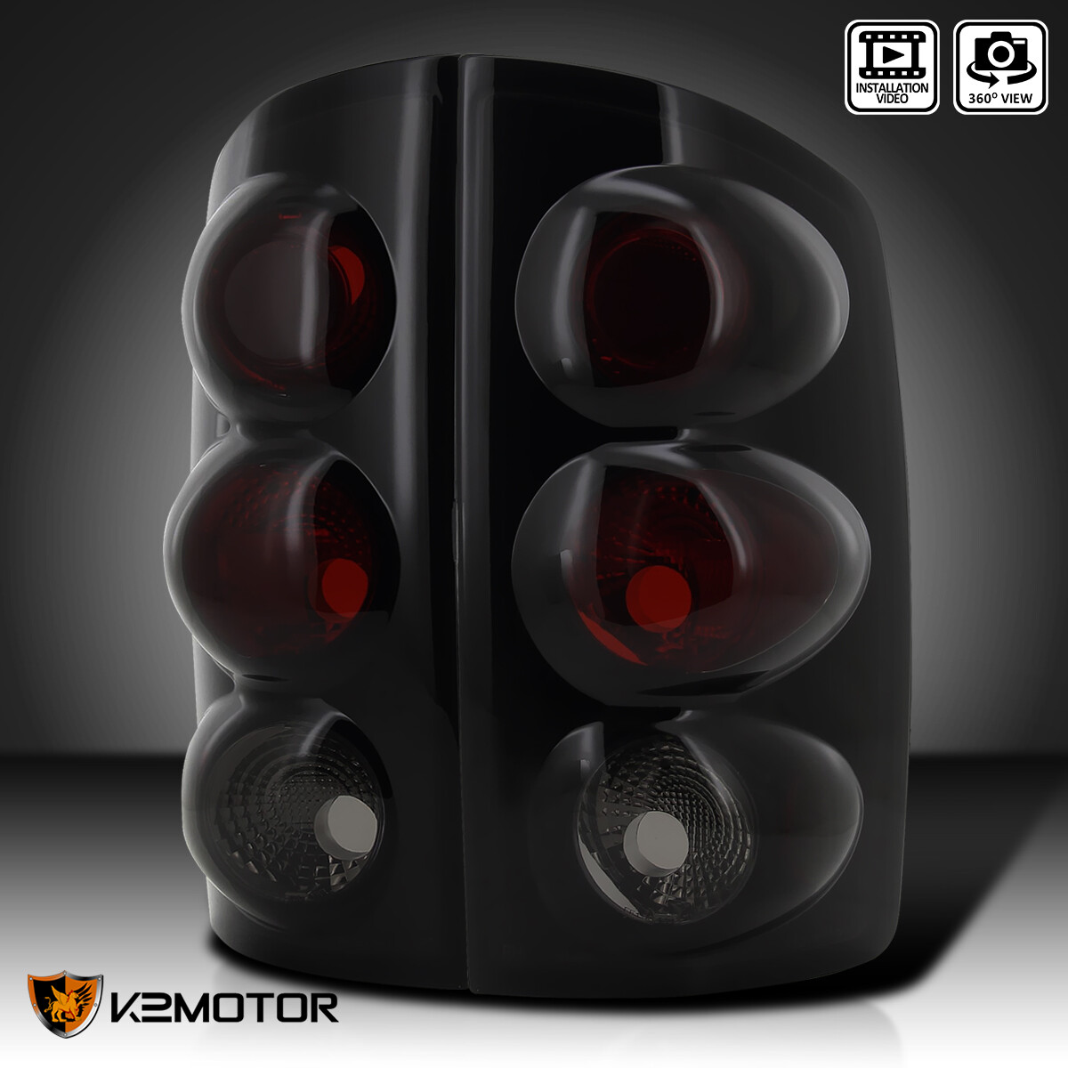 Black Smoke Fits 2002-2006 Dodge Ram 1500 2500 3500 Tail Lights Brake Lamps Pair