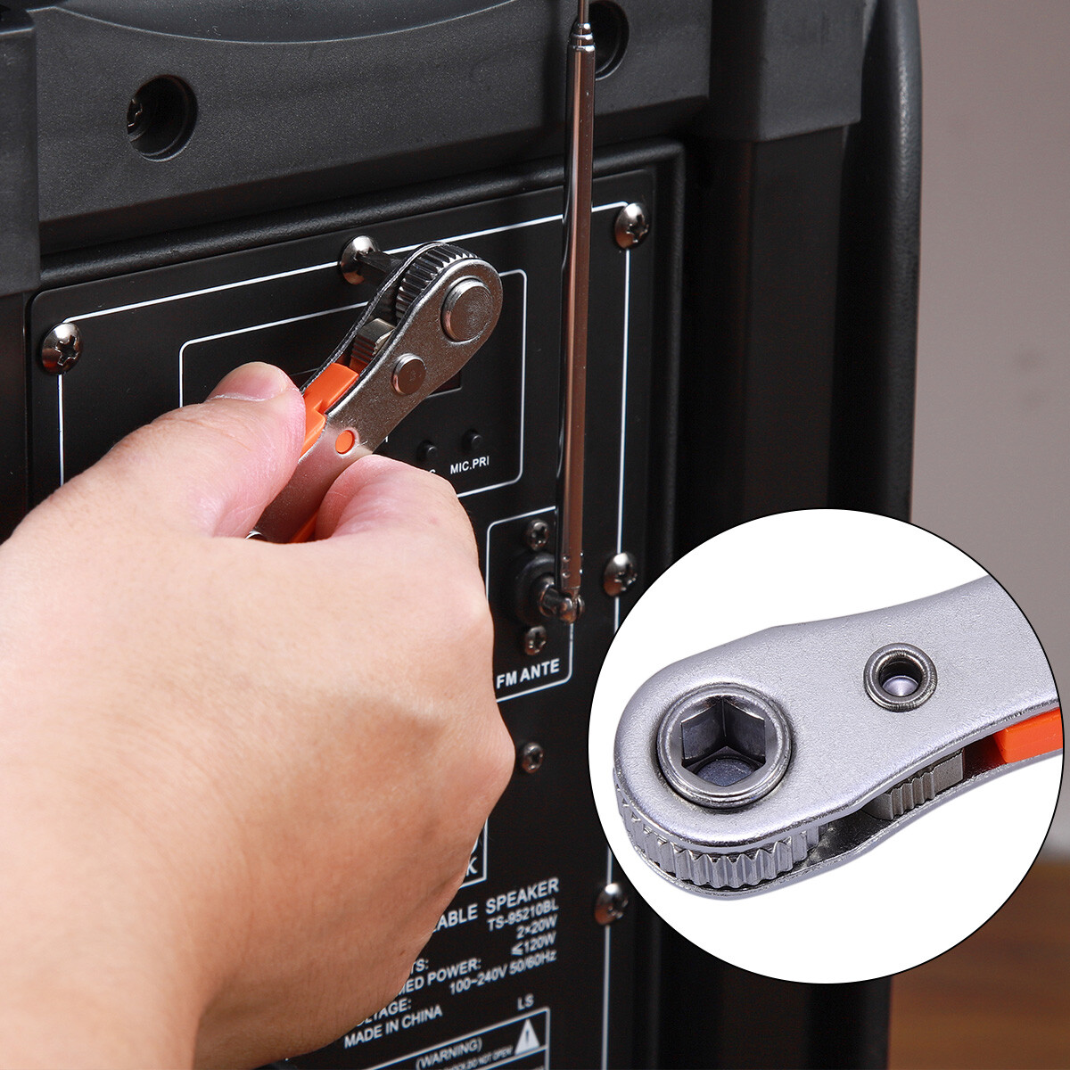 Ratcheting Right Angle Screwdriver Hex Drive 90 Degree Offset + 10pcs Bits Set