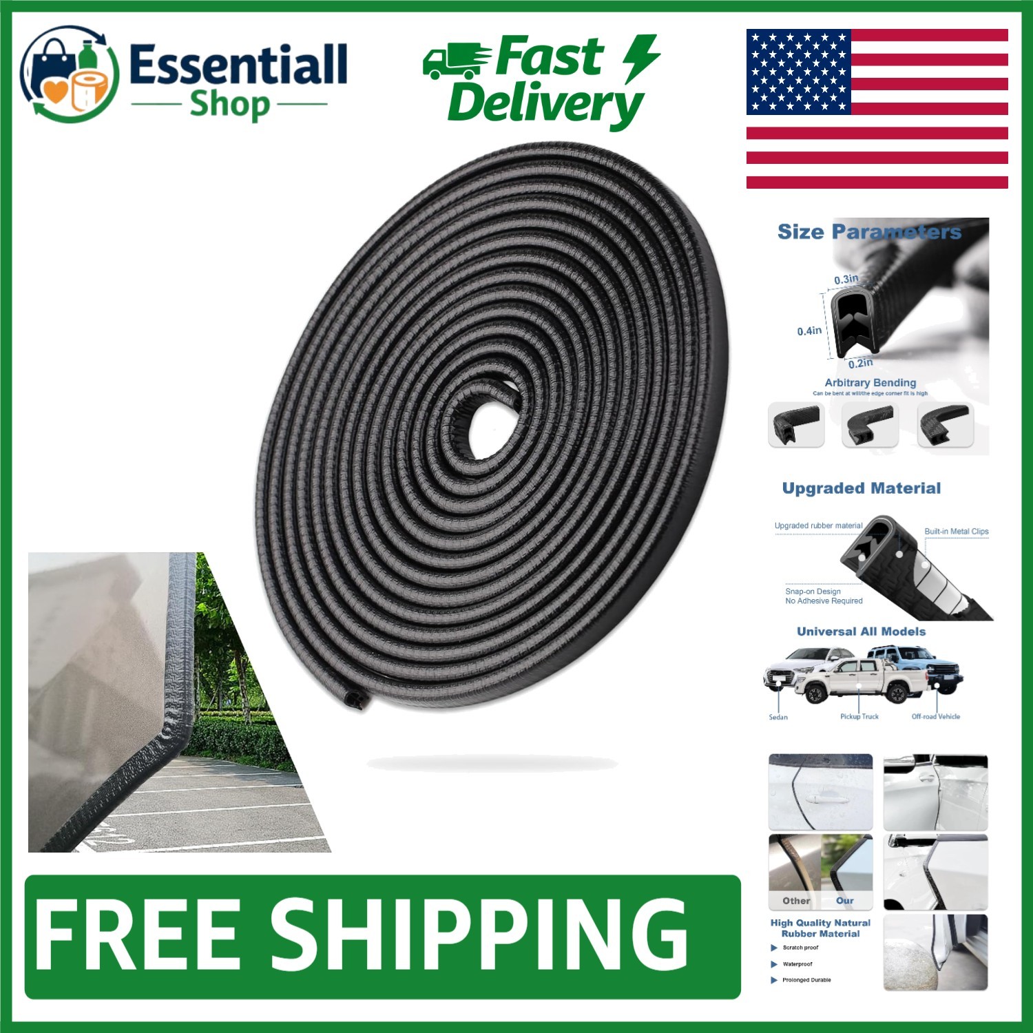 16.4 Ft Car Door Edge Guards – Durable Non-Adhesive Rubber Trim for All Vehicles