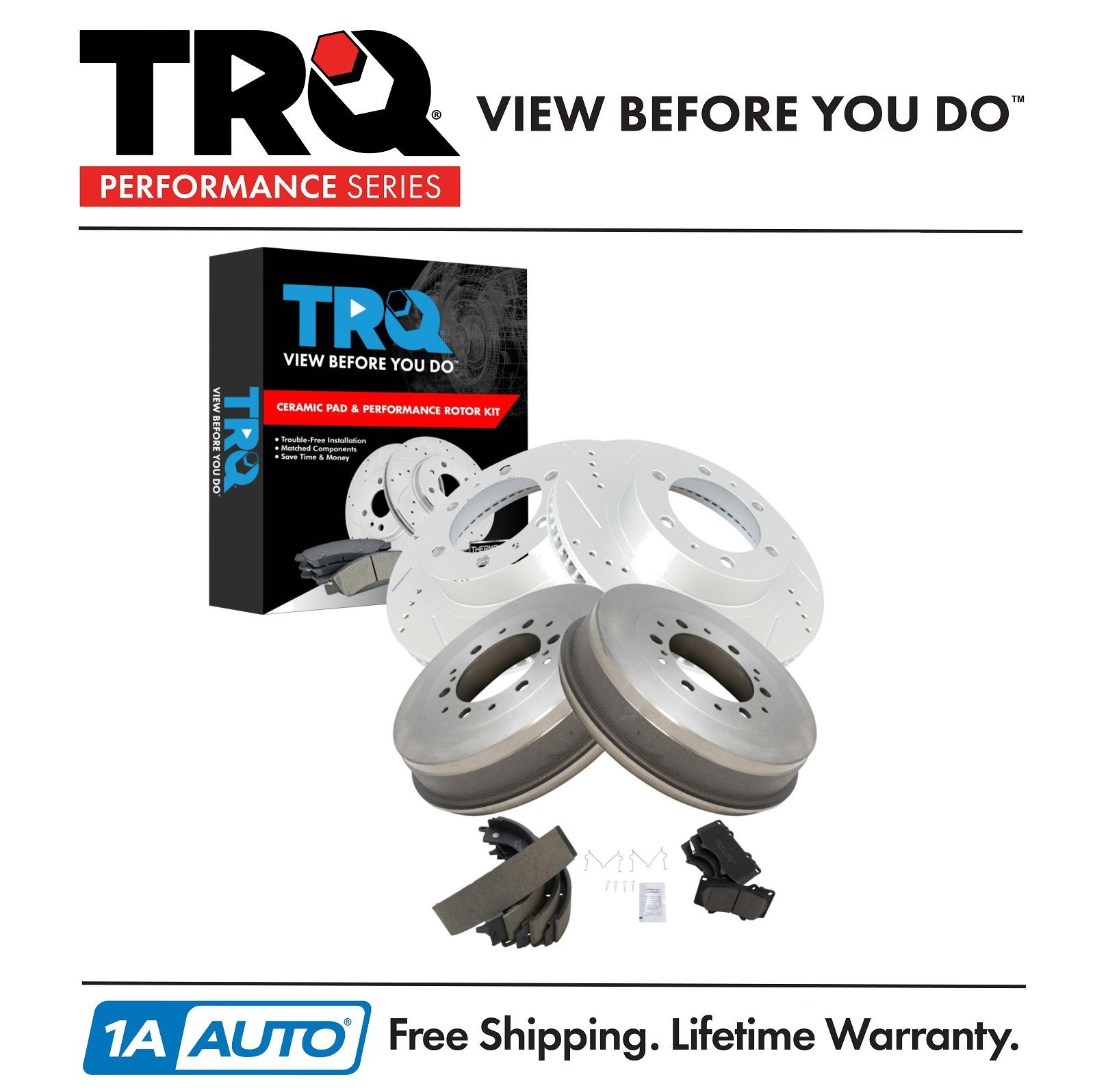 TRQ Performance Front & Rear Brake Pad & Rotor Kit For Toyota