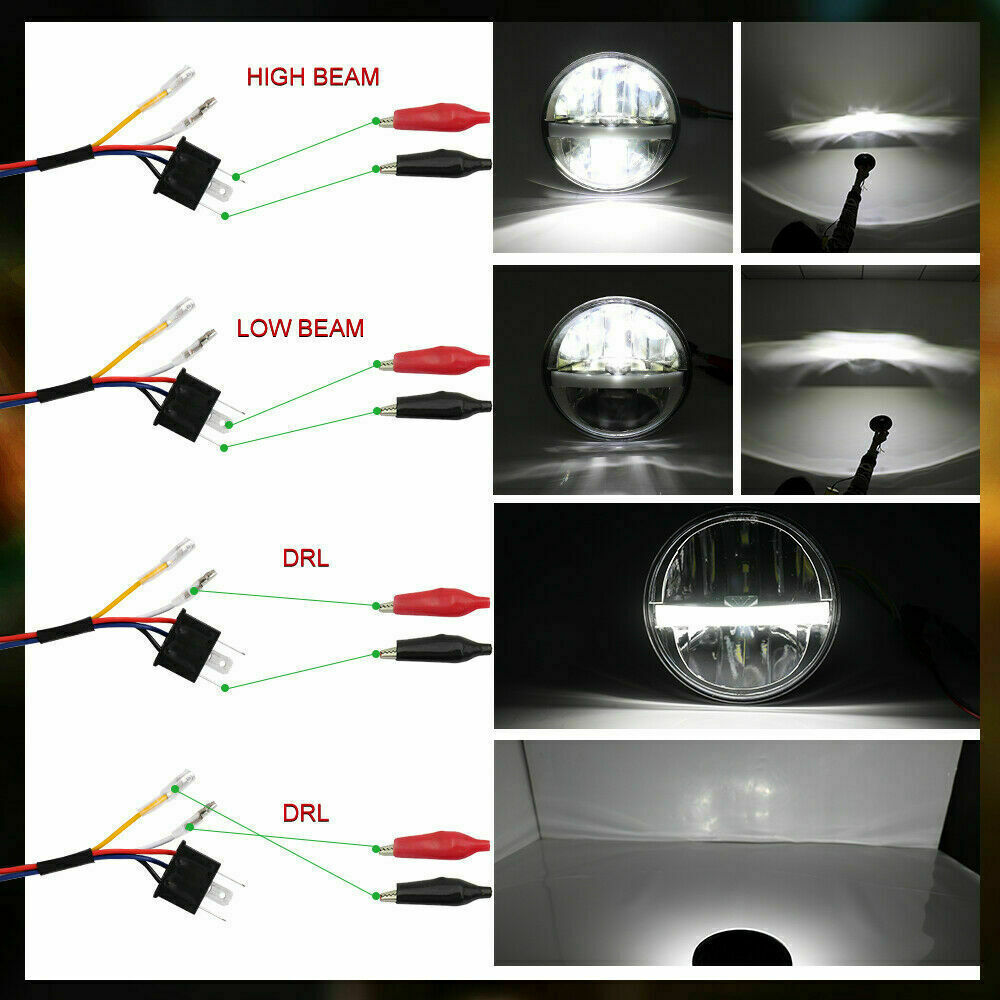 4PCS 5.75 5 3/4 Projector LED Headlights for Kenworth W-900A W900A Peterbilt 359