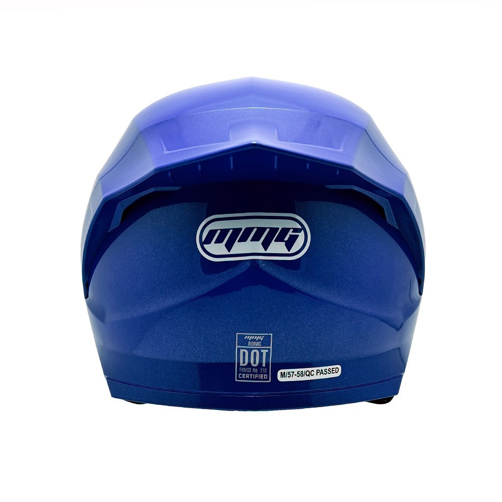 MMG Full Face Motorcycle Helmet DOT Unisex Adult Shiny Blue Large Model 39