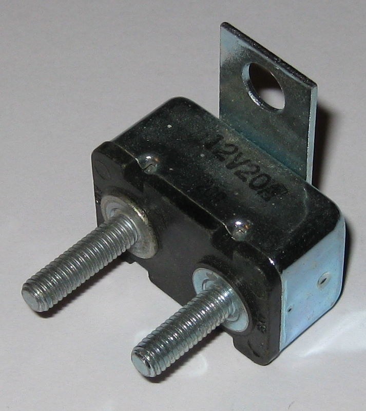 12 V 20 A Automatic Reset Circuit Breaker with Mounting Tab and Theaded 10 – 32