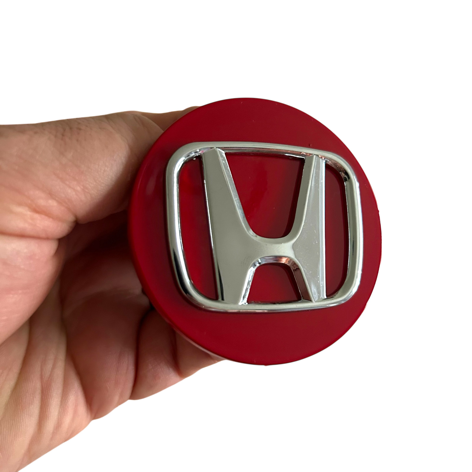 Honda Wheel Center Caps Chrome on RED Rim Logo Hubcaps 69mm/2.75″ (Set 4 pcs)