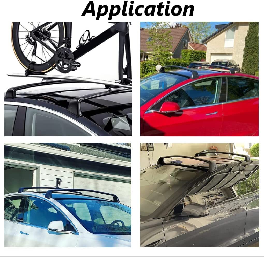 Roof Rack Rail Cross Bar For Tesla Model 3 2017-2023 Aluminum Luggage Carrier