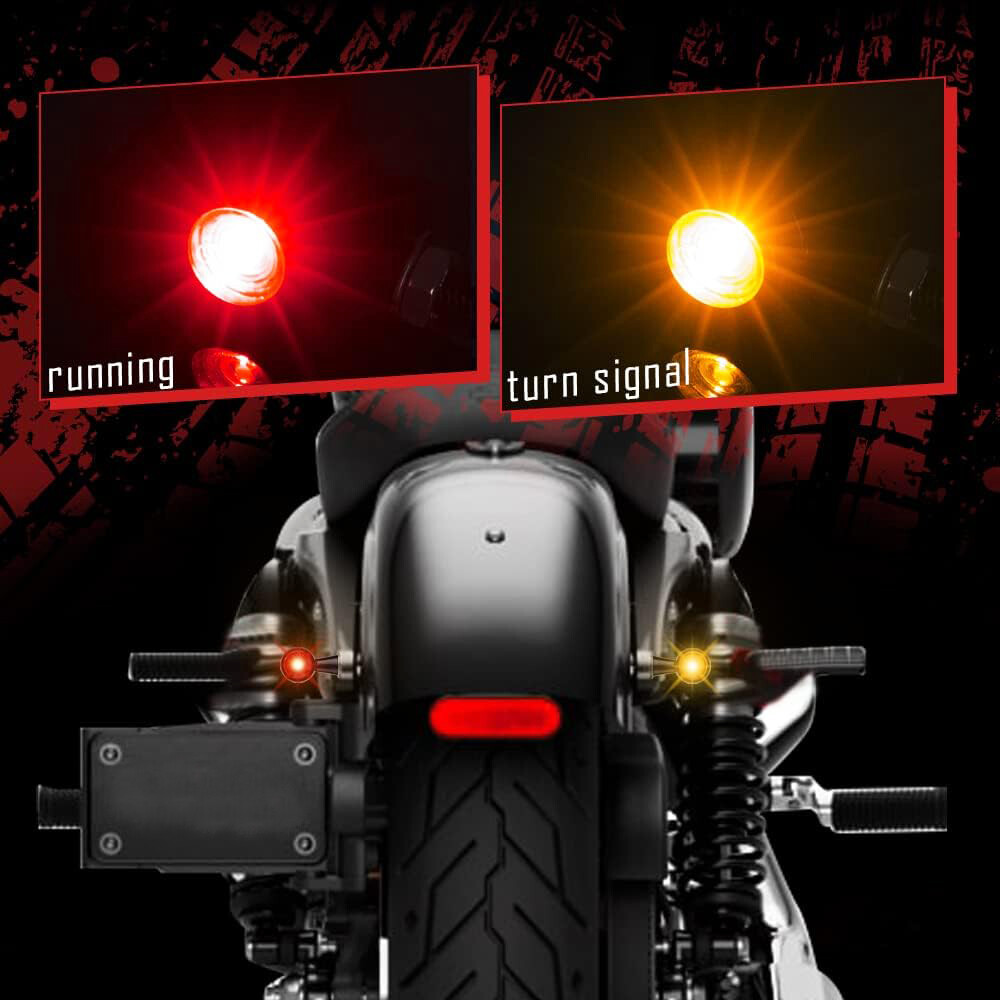 Motorcycle LED Bullet Mini Turn Signals Brake Blinker Light Indicator Amber+Red