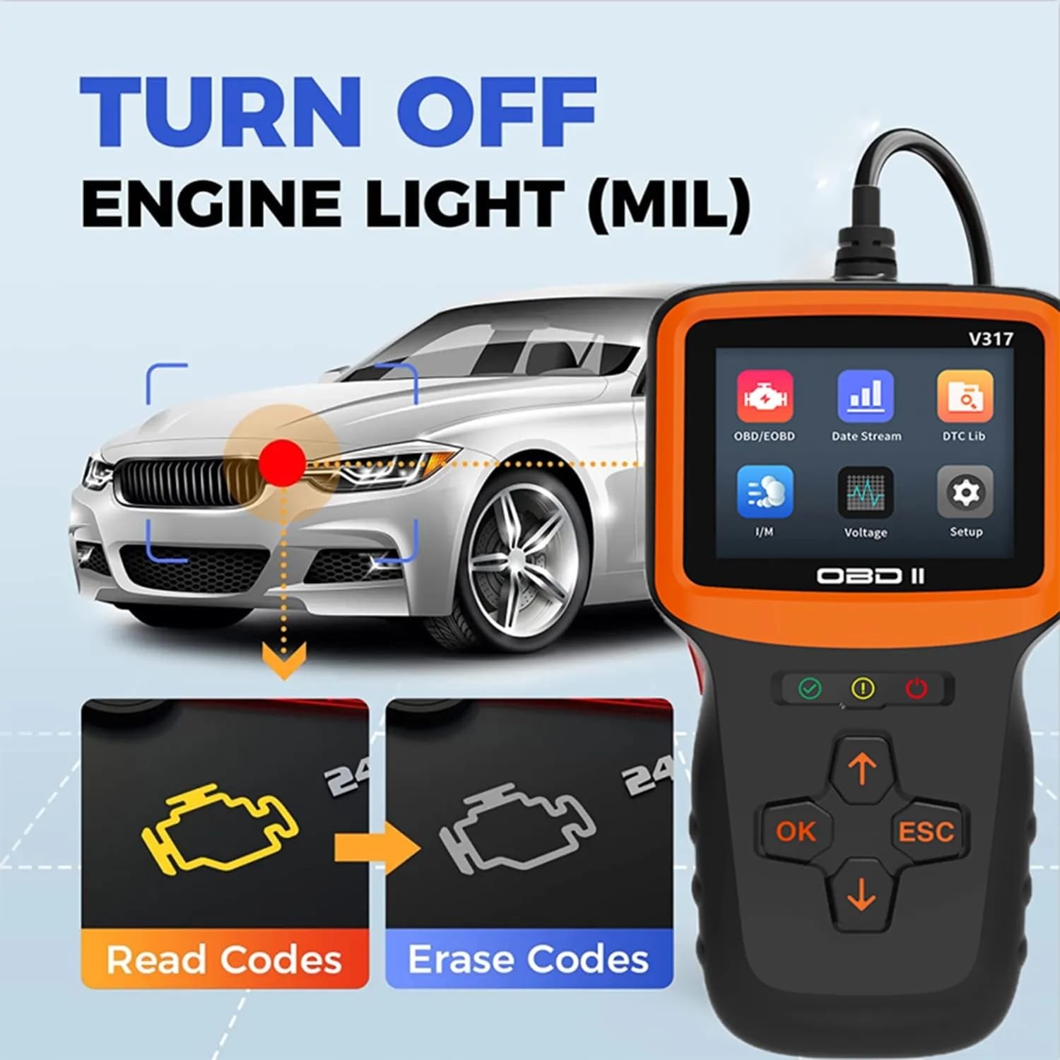Full OBD2 Engine Diagnostic Scanner EVAP Tester Code Reader VIN Live Data Stream