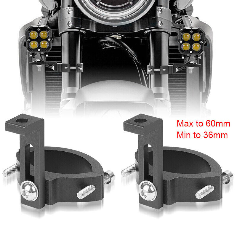 2X Motorcycle Headlight Mount Bracket Spot Fog Light Tube Fork Bar Clamp Holder