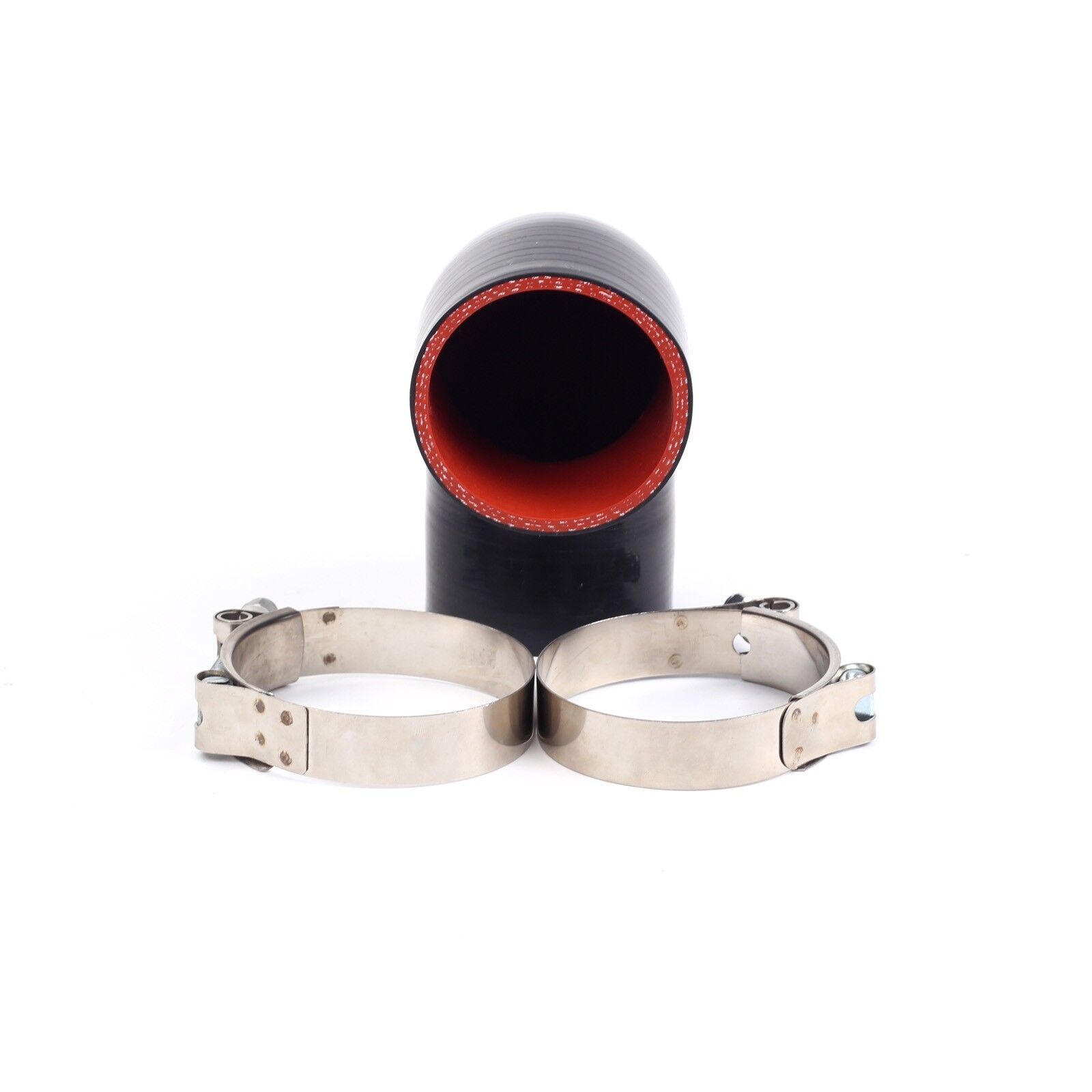 2″ inch 51 mm ID 90 Degree Silicone Coupler Hose Pipe Black Red + 2x T-Clamps