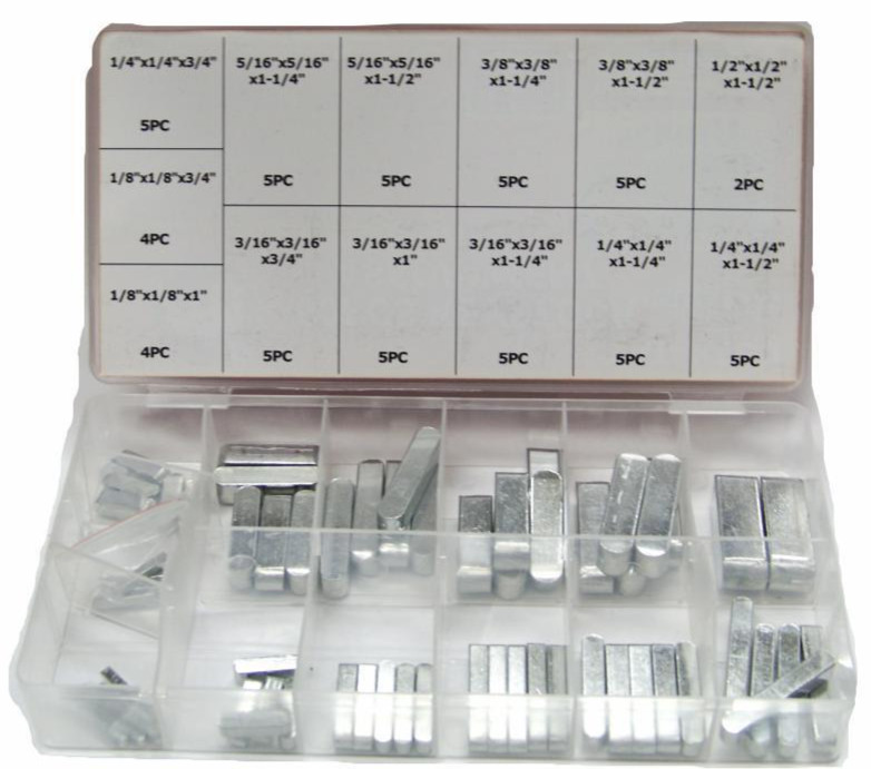 60 pcs SAE Key stock Bar Assortment Locks Gears Pulleys Sprockets to shafts Key