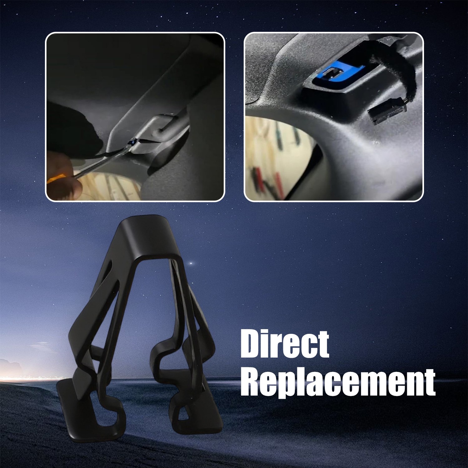 2x LR Roof Sun Visor Clip Retainer for 15-19 Ford Transit w/Medium Low Roof Line