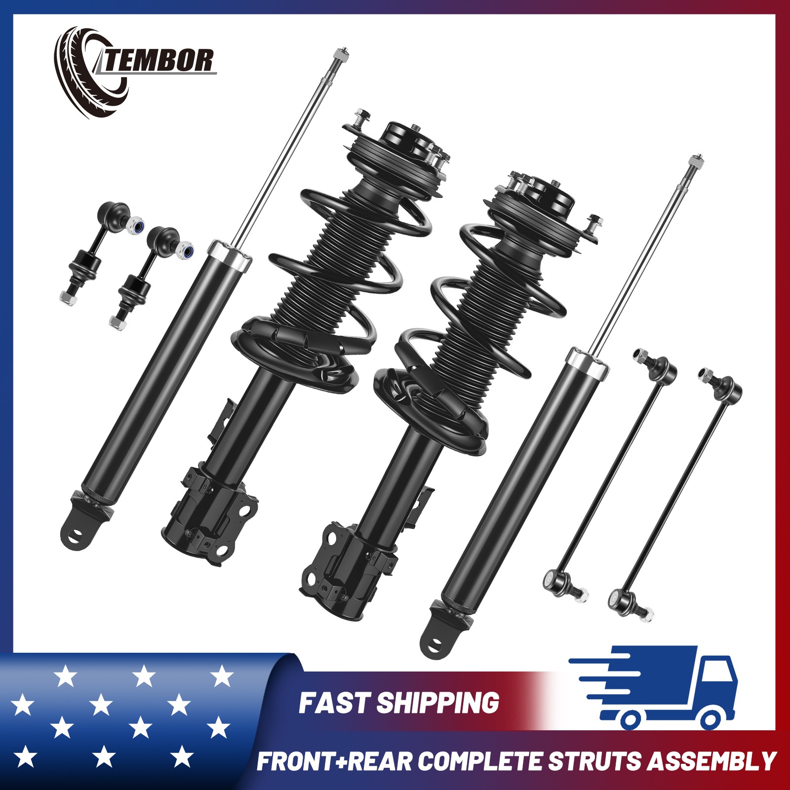 2x Front Struts 2x Rear Shocks Sway Bars For 2012-2014 Hyundai Sonata 2.0L 2.4L