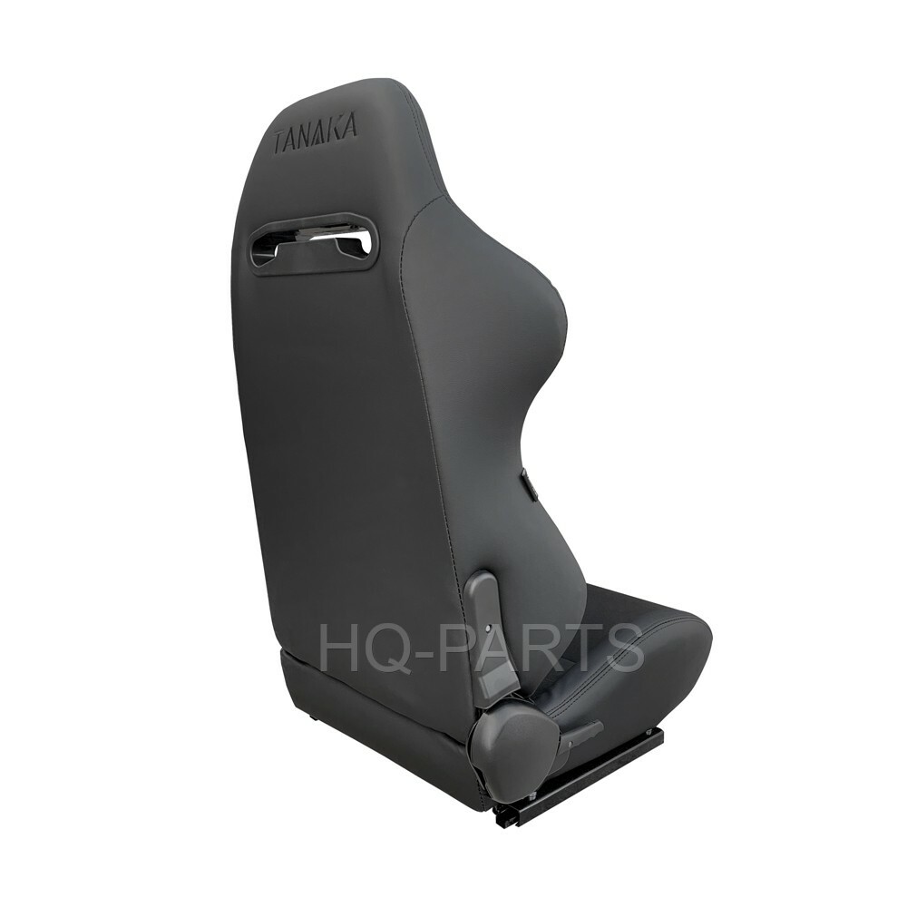 2X TANAKA BLACK PVC LEATHER & BLACK SUEDE RACING SEATS RECLINABLE FITS TOYOTA