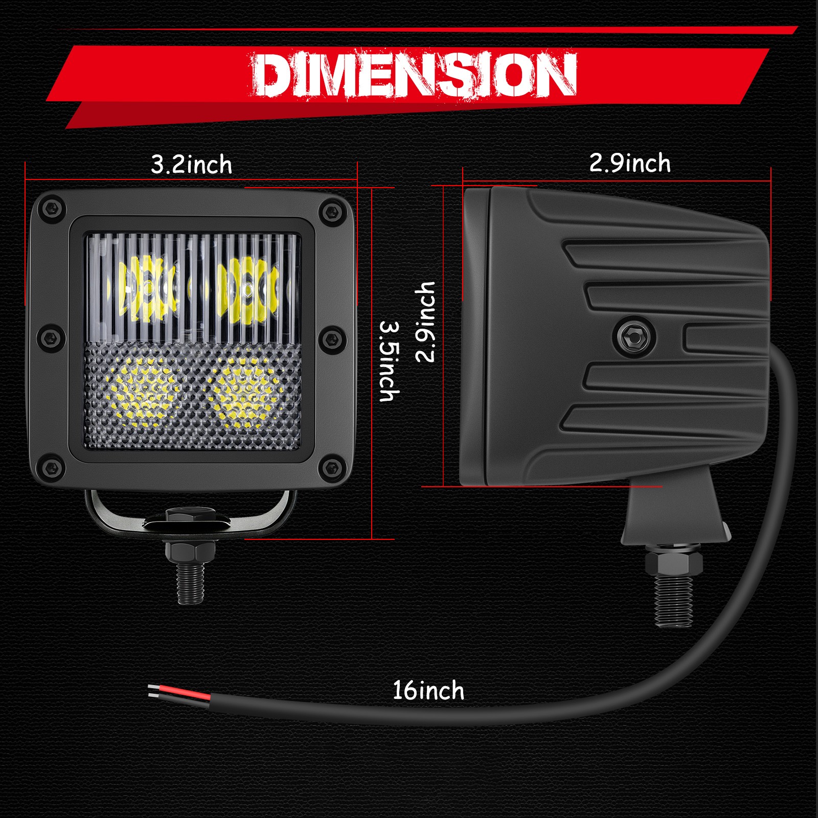 2X 3″ 100W Cree LED Cube Pods Work Light Bar Driving Combo OffRoad Truck ATV 4WD