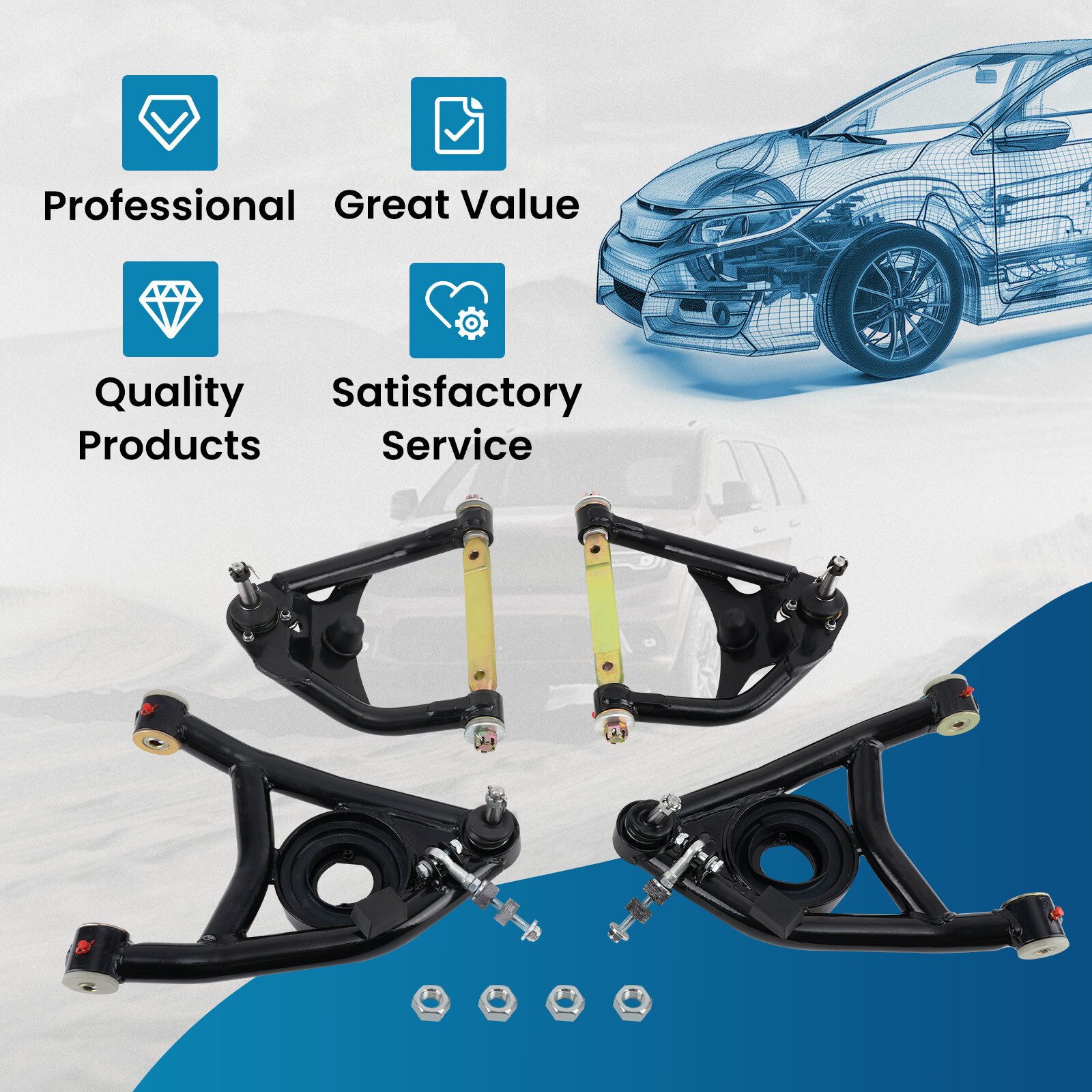 Upper Lower Tubular Control Arms for 1964-72 Pontiac GTO LeMans Tempest Skylark