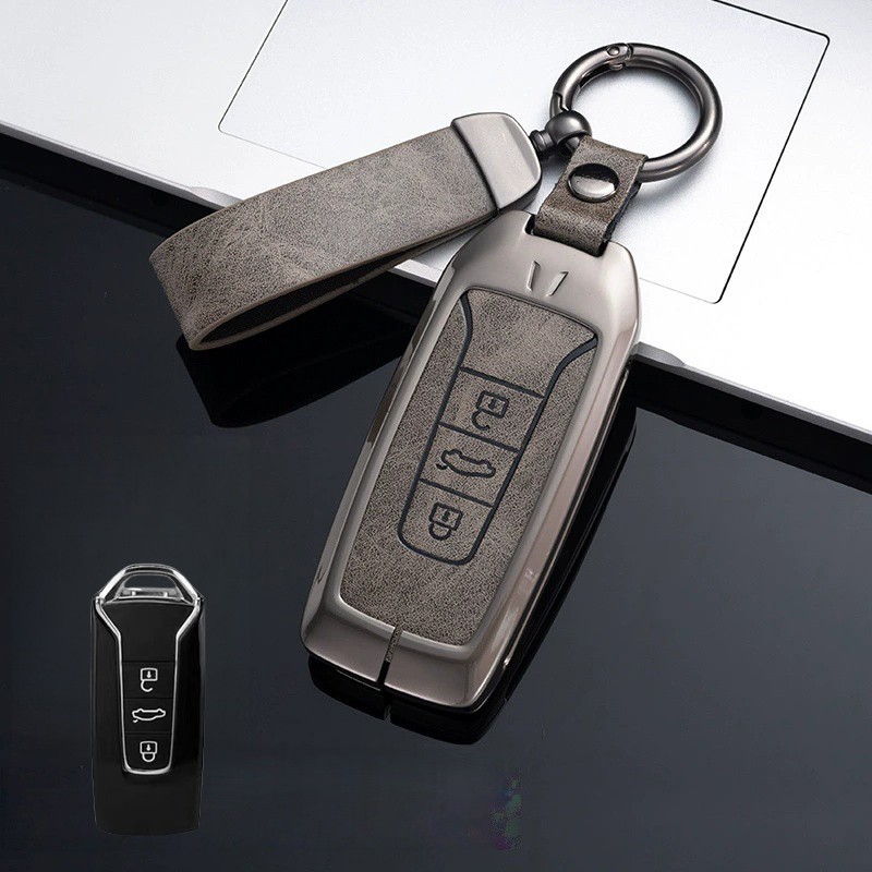 Zinc Alloy Leather Car Remote Key Fob Case Cover Bag For Volkswagen Touareg 2019