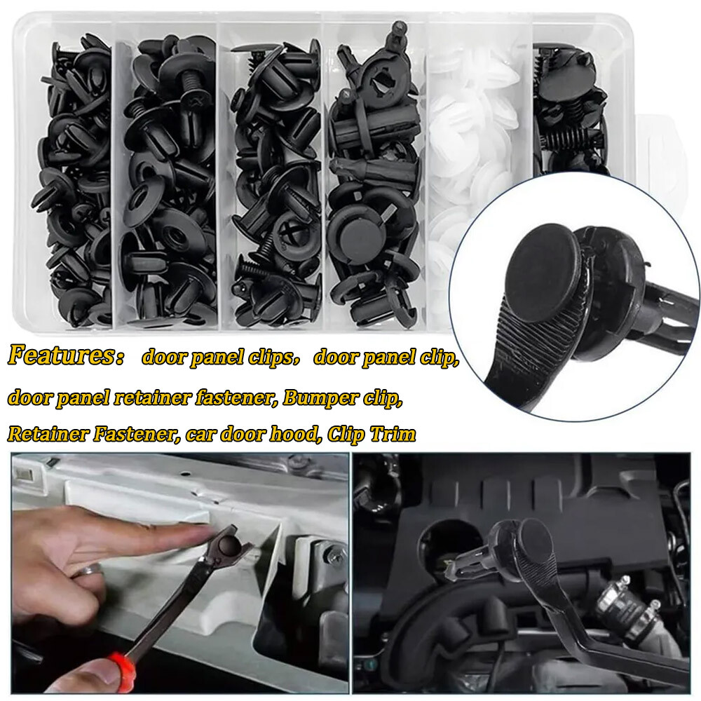 100PCS 4XTool Bumper Clips Auto Car Hole Plastic Rivets Fastener Fender Push Pin