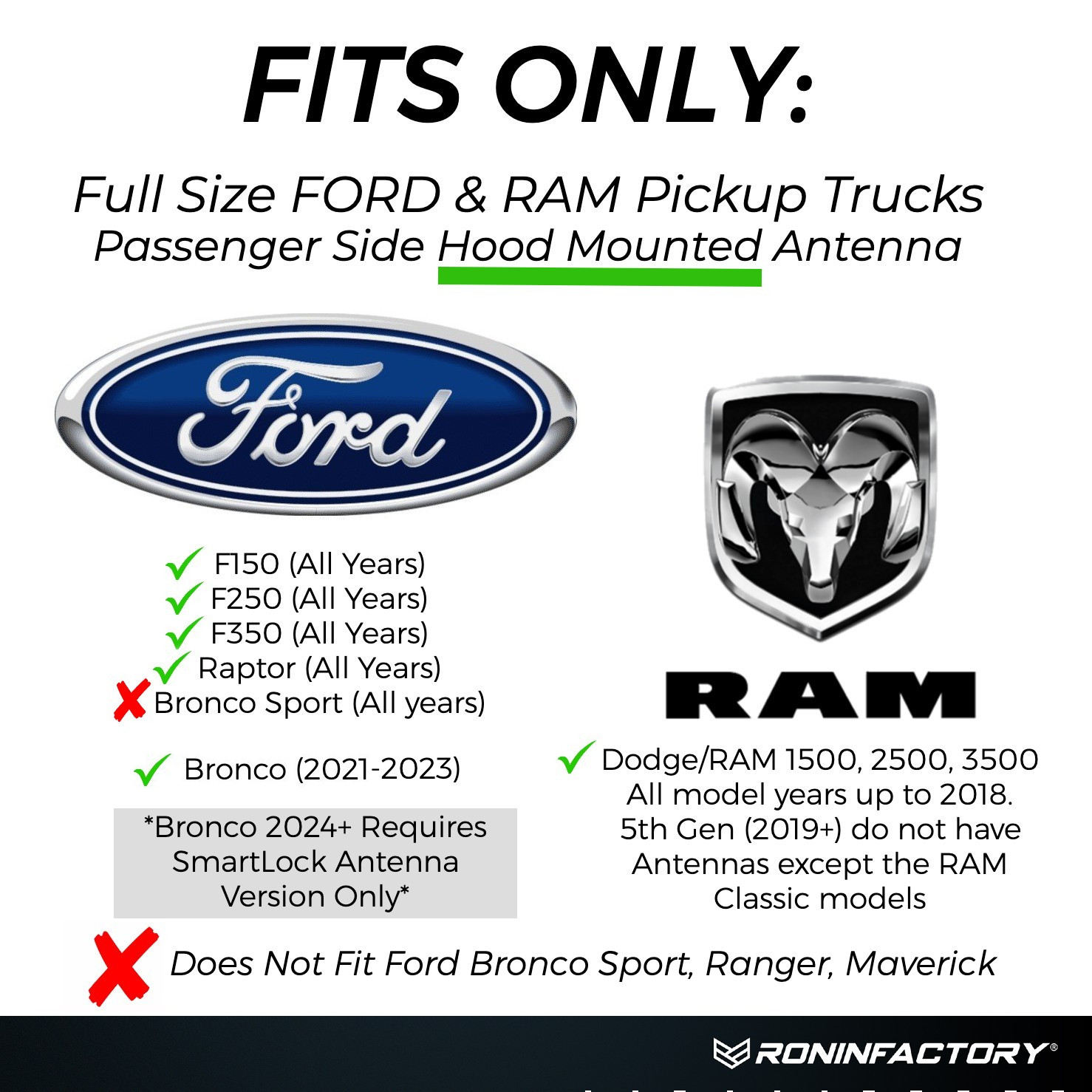 SHORT STUBBY ANTENNA FORD F150 RAPTOR BRONCO LIGHTNING ANTI THEFT