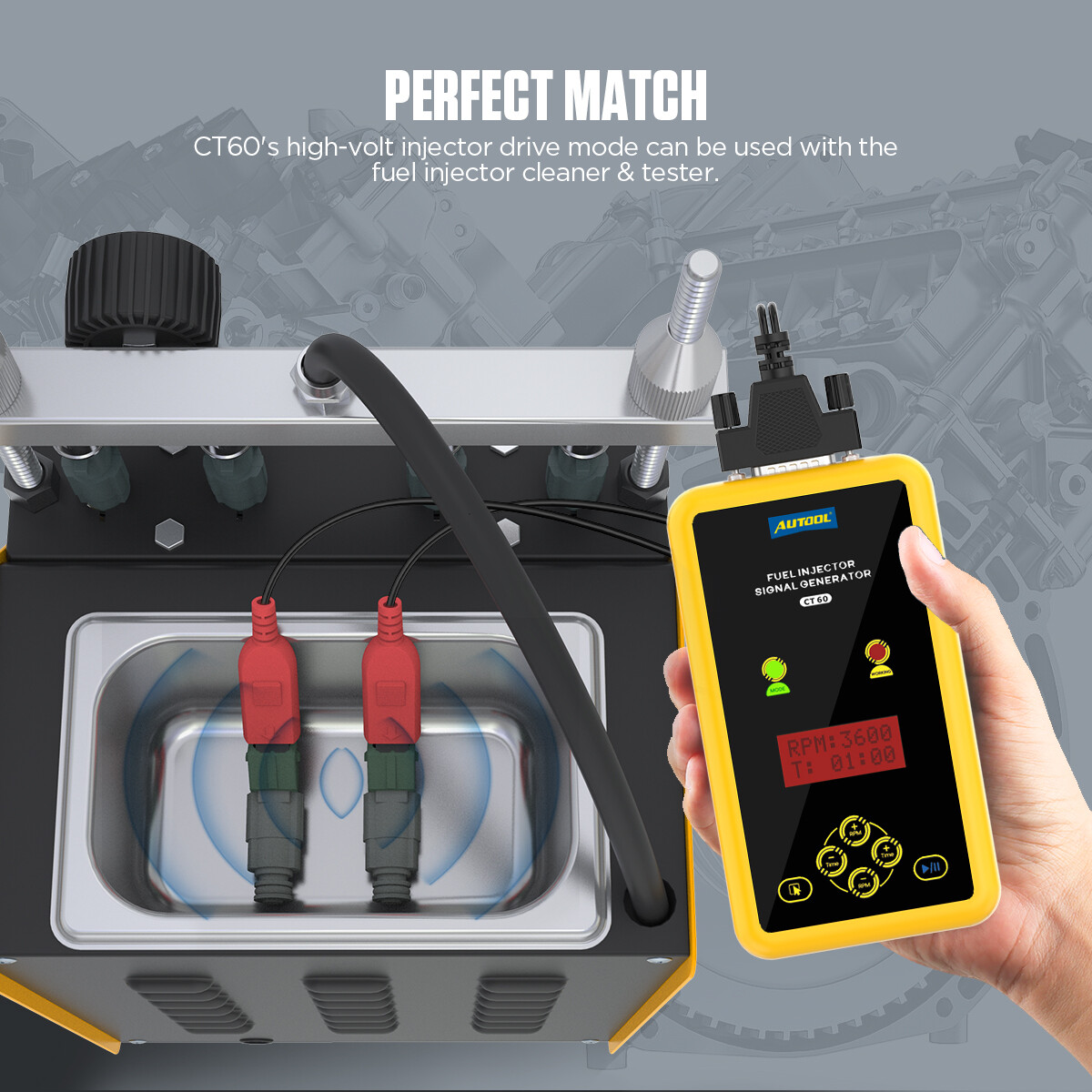 AUTOOL CT60 Fuel Injector Cleaner Pressure Test Injector Pulse Signal Generator