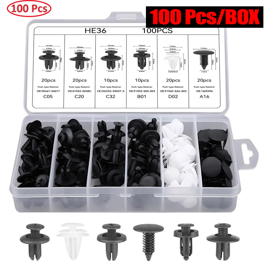 For Kia Hyundai Set Bumper Fender Liner Push Type Retainer Clips Fastener 100x
