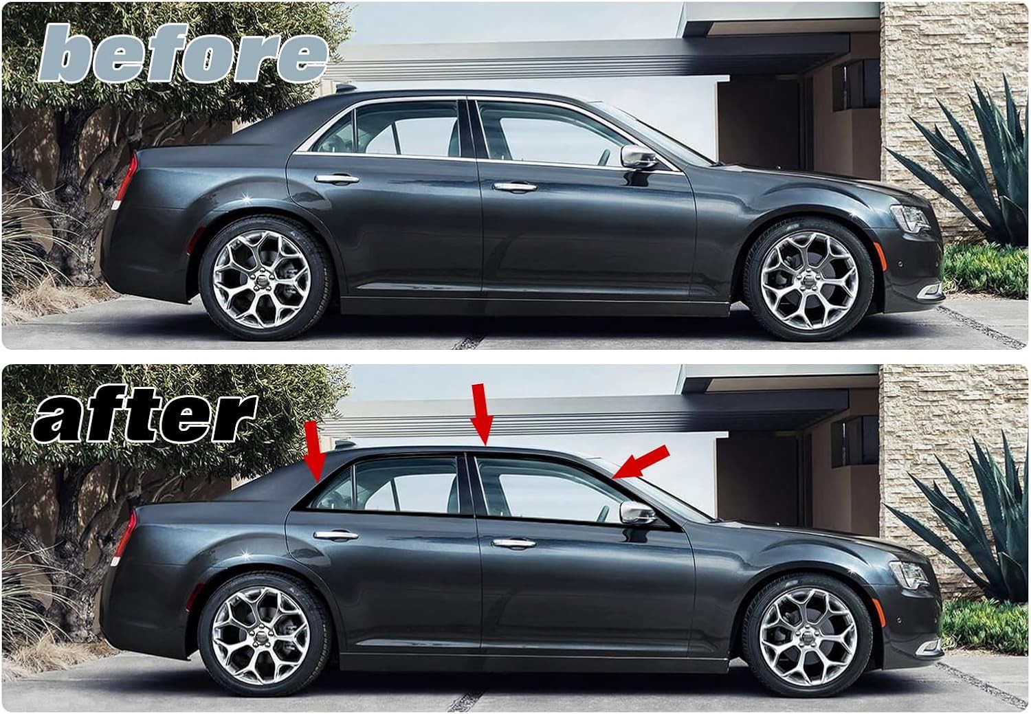 For Chrysler 300 2011-2023 Accessories Glossy Black Delete Blackout Window Trim