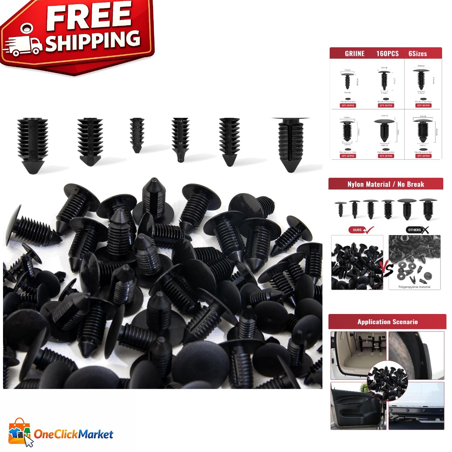 Versatile 160-Pcs Automotive Fastener Set – Xmas Tree Push-in Clips for All Cars