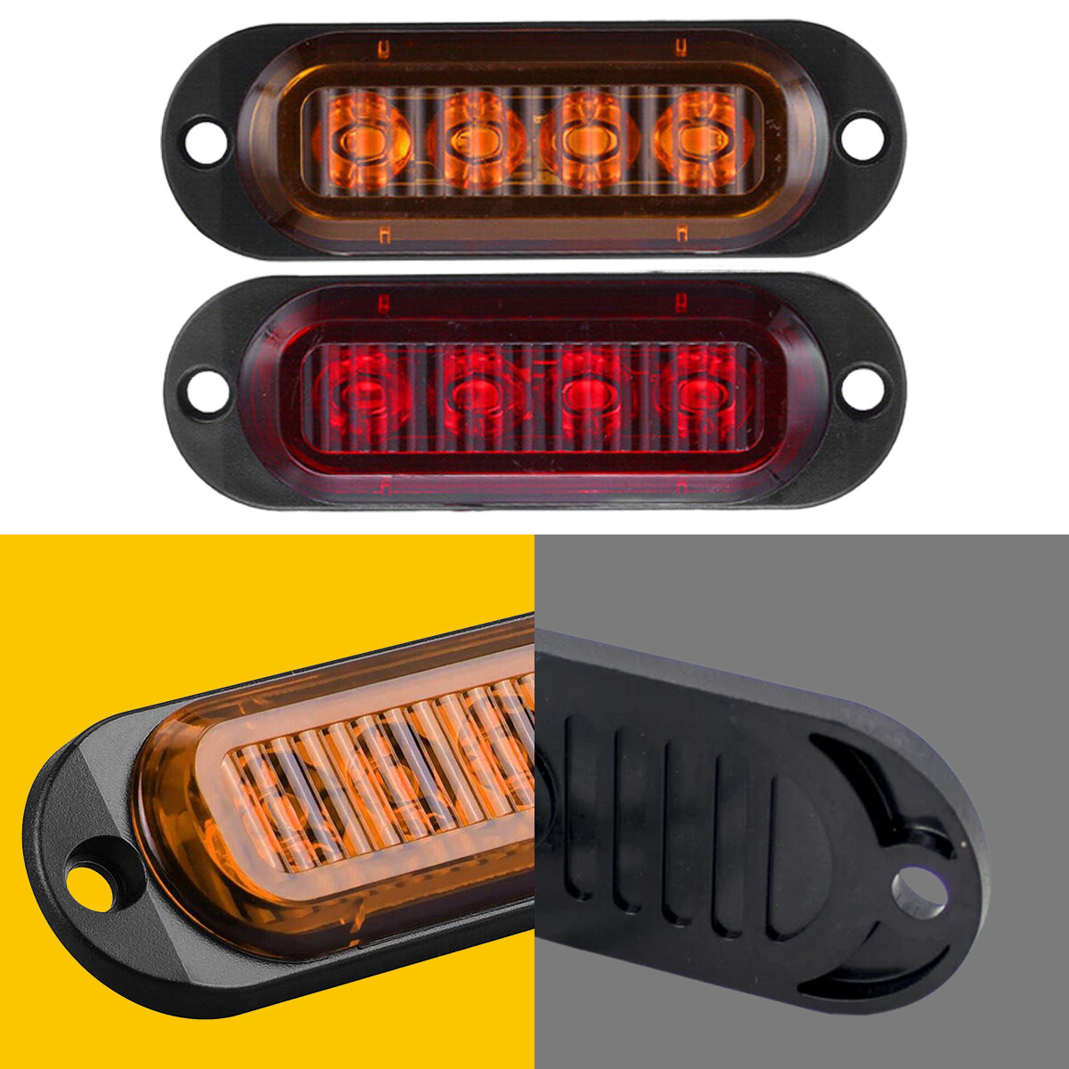 White Amber Red 4LED Side Marker Clearance Light Waterproof for Trailer Truck RV