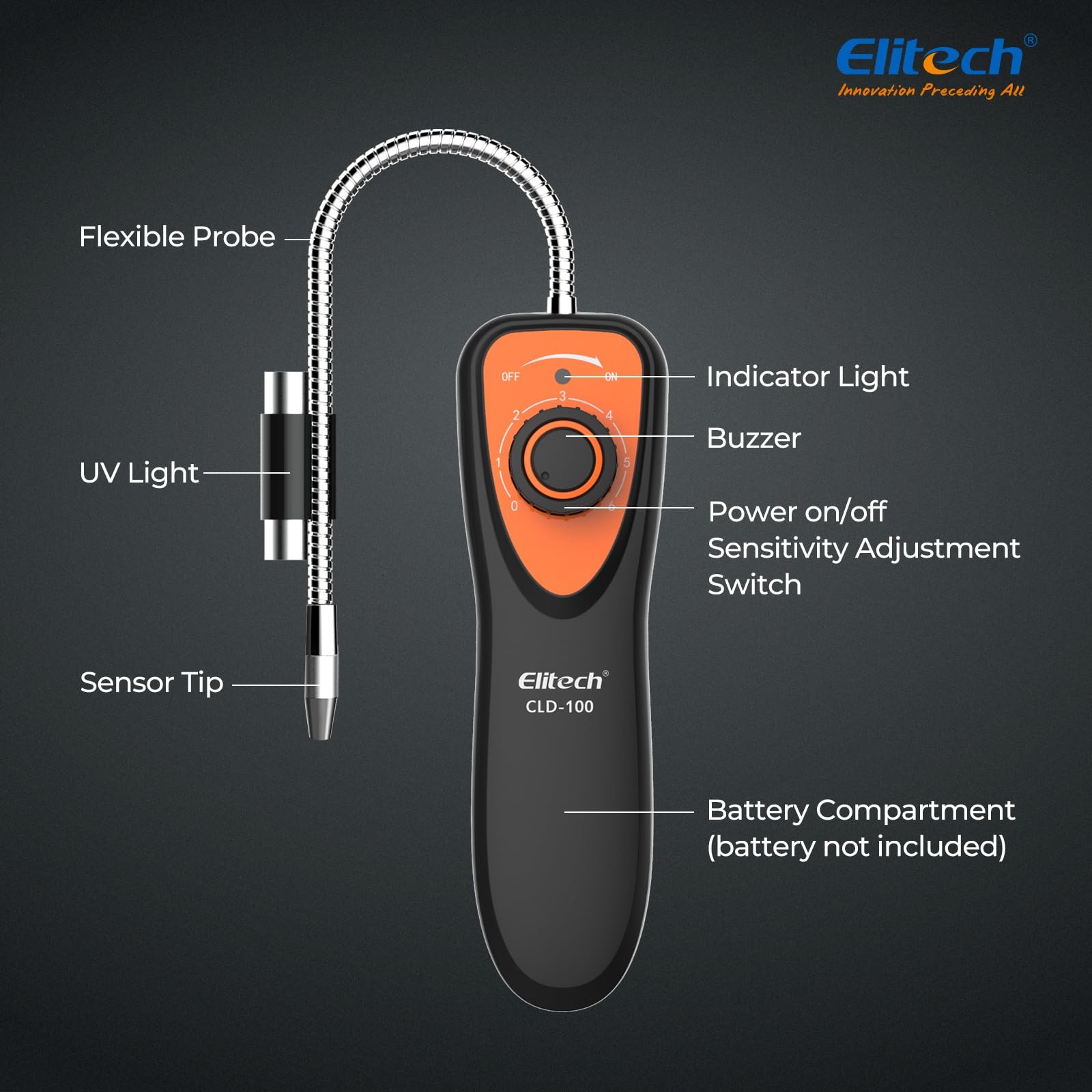 Elitech Refrigerant Leak Detector, CLD-100 Freon CLD-100-UV, orange