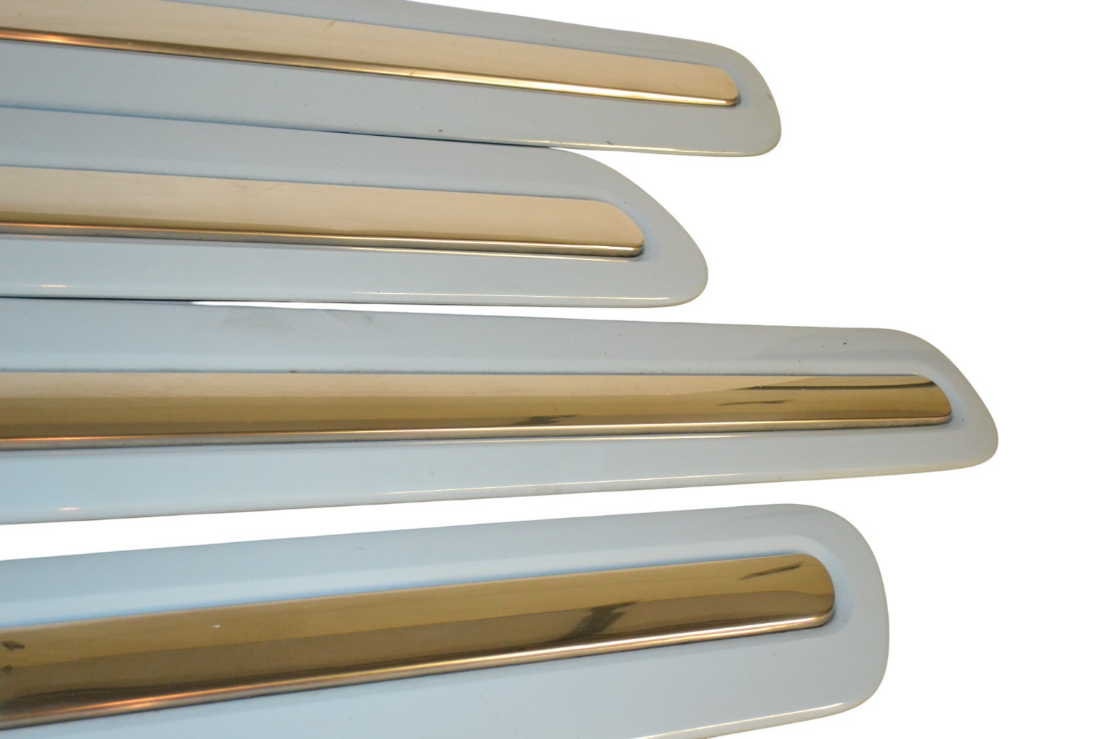 14-17 FIAT 500 LEFT RIGHT REAR FRONT DOOR MOLDING TRIM SET OF 4 OEM BLUE CHROME