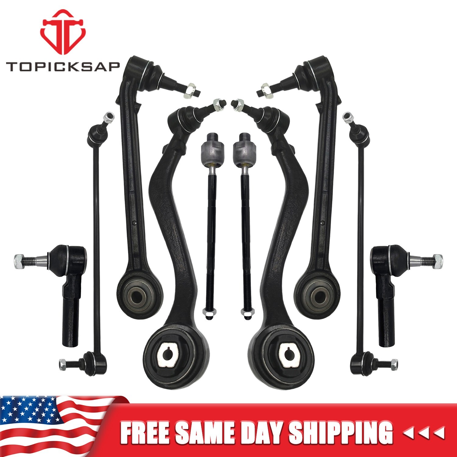 10Pcs Front Lower Control Arms Tie Rods Sway Bars for 2010 – 2015 Chevy Camaro