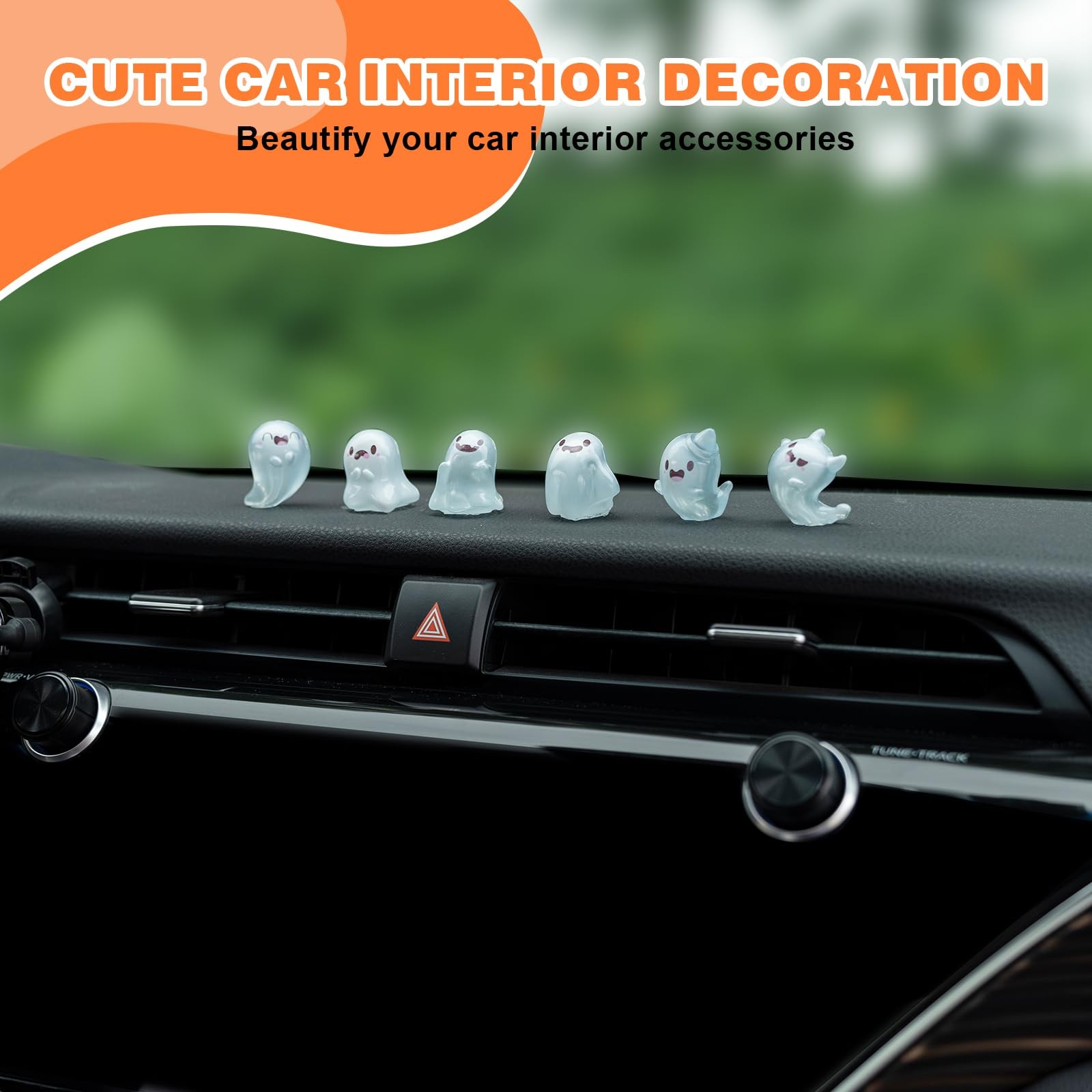 Rislobx Luminous Ghost Car Dashboard Decor, 6PCS Fun 1 inches,