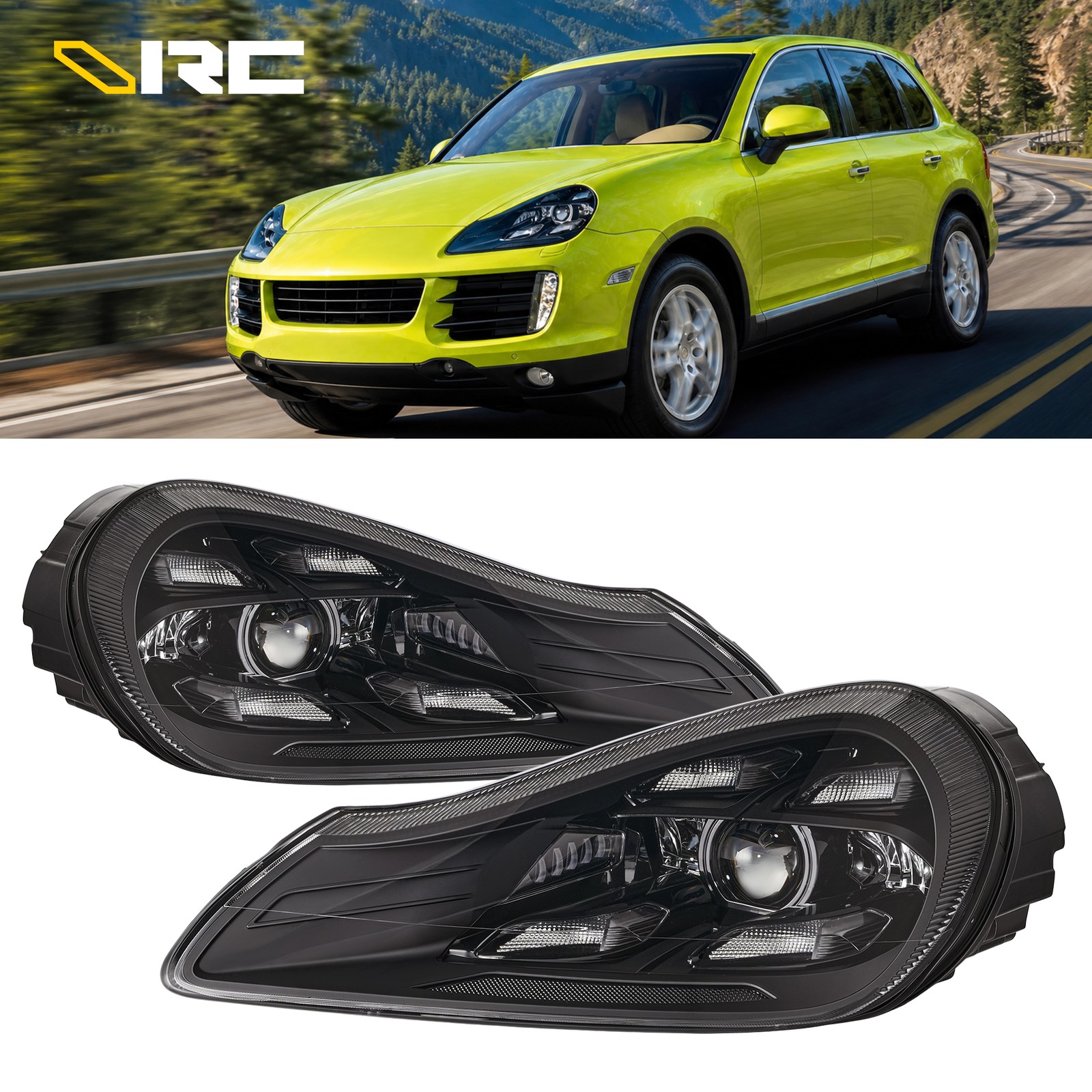 Full LED Headlight For Porsche Cayenne 957 2007-2010 HID Xenon Upgrade Assembly