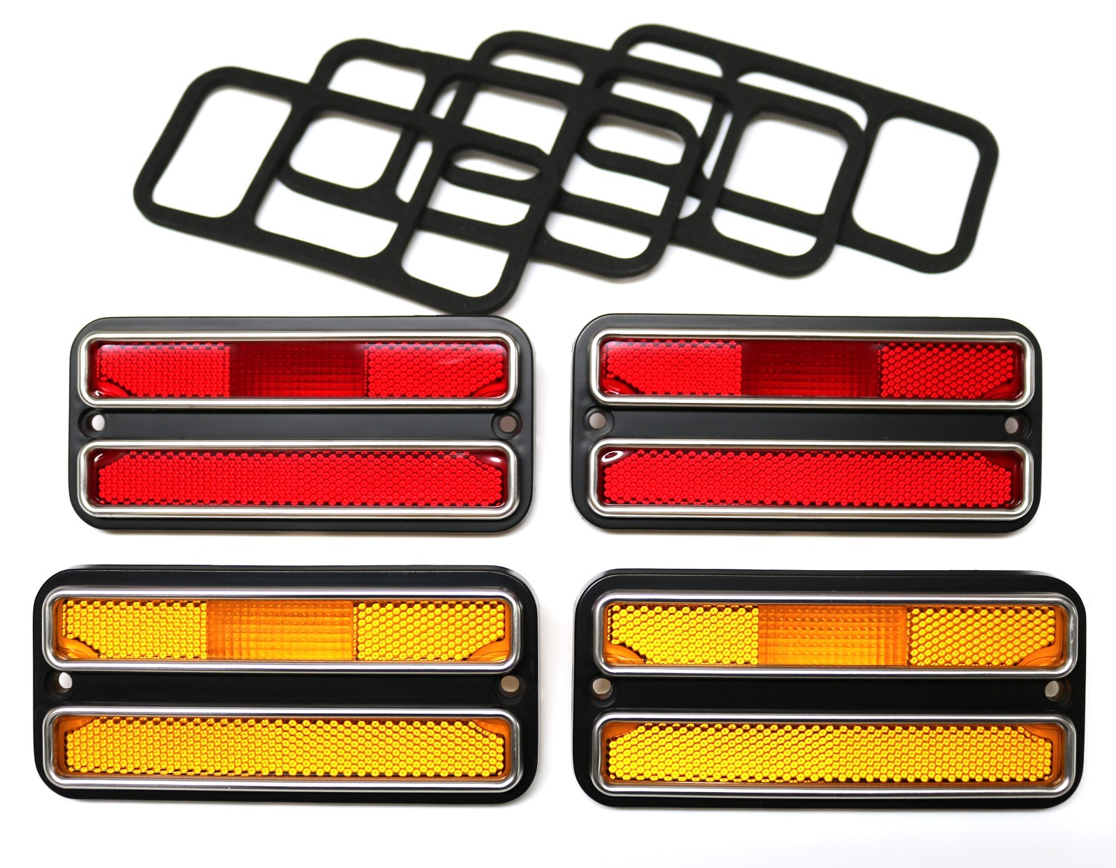 Deluxe 4-Pc Side Marker Light Set w/Chrome Trim For 1968-72 Chevy GMC C/K Truck