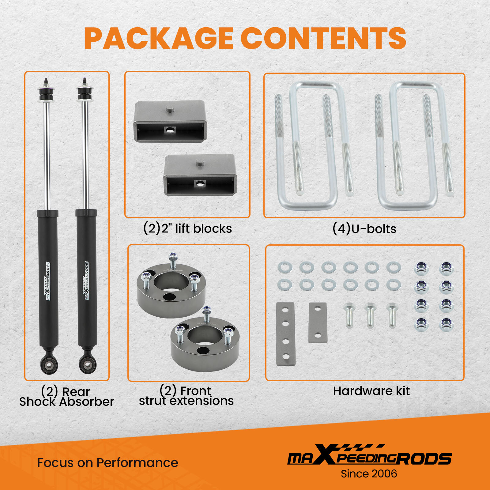 2.5″ Front 2″ Rear Suspension Lift Kit For Toyota Tundra 2WD 4WD 2000-2006