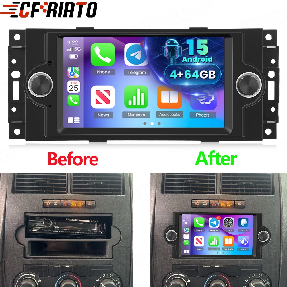 4GB+64GB Android 15 Carplay GPS Navi Car Radio Stereo For Dodge Magnum 2005-2007