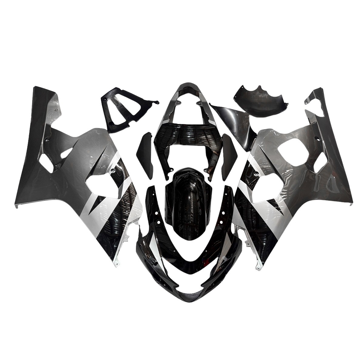Silver White Black Fairings For Suzuki GSXR600 GSXR750 K4 2004 2005 ABS Bodywork