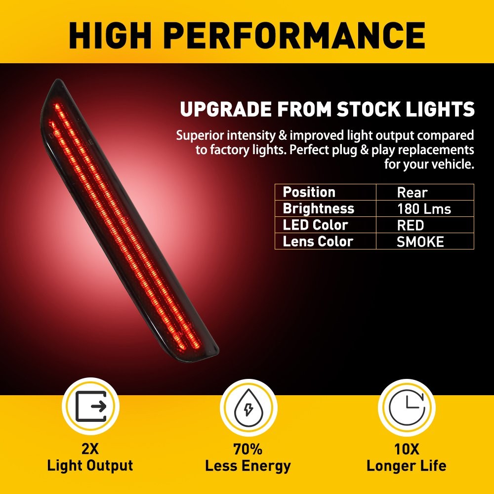 For 10-14 Ford Mustang Front Smoke Rear LED Side Marker Light Bumper Lamp 4pc SL