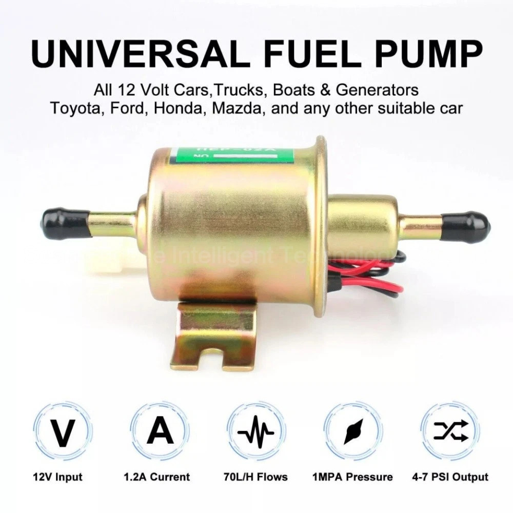 12V Inline Low Pressure Electric Fuel Pump HEP-02A Universal 2.5-4PSI Gas Diesel